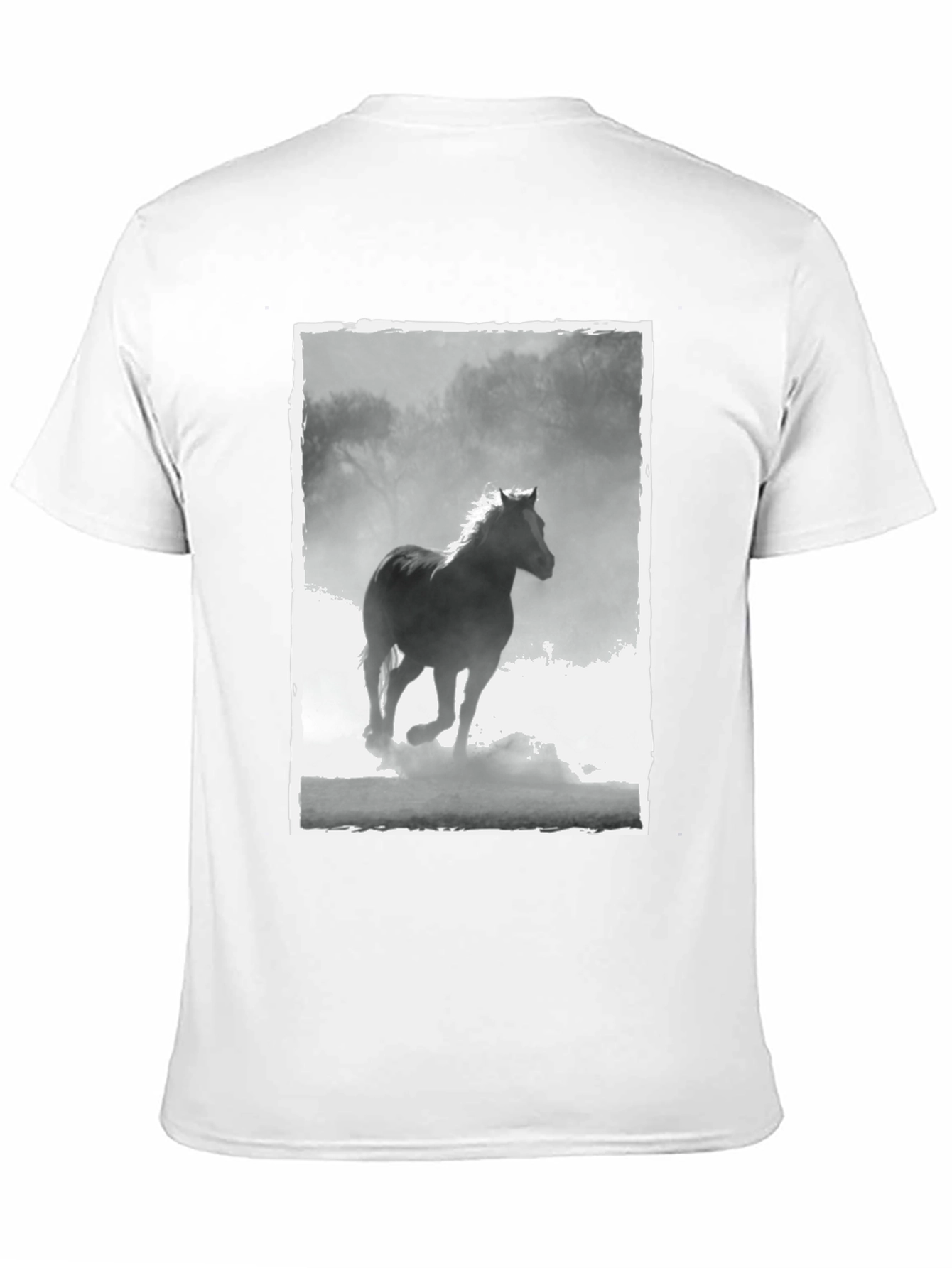 Horse Graphic Tee - Black Cotton Casual T-Shirt