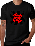 Bold Graphic Tee: Red & Black Emblem T-Shirt