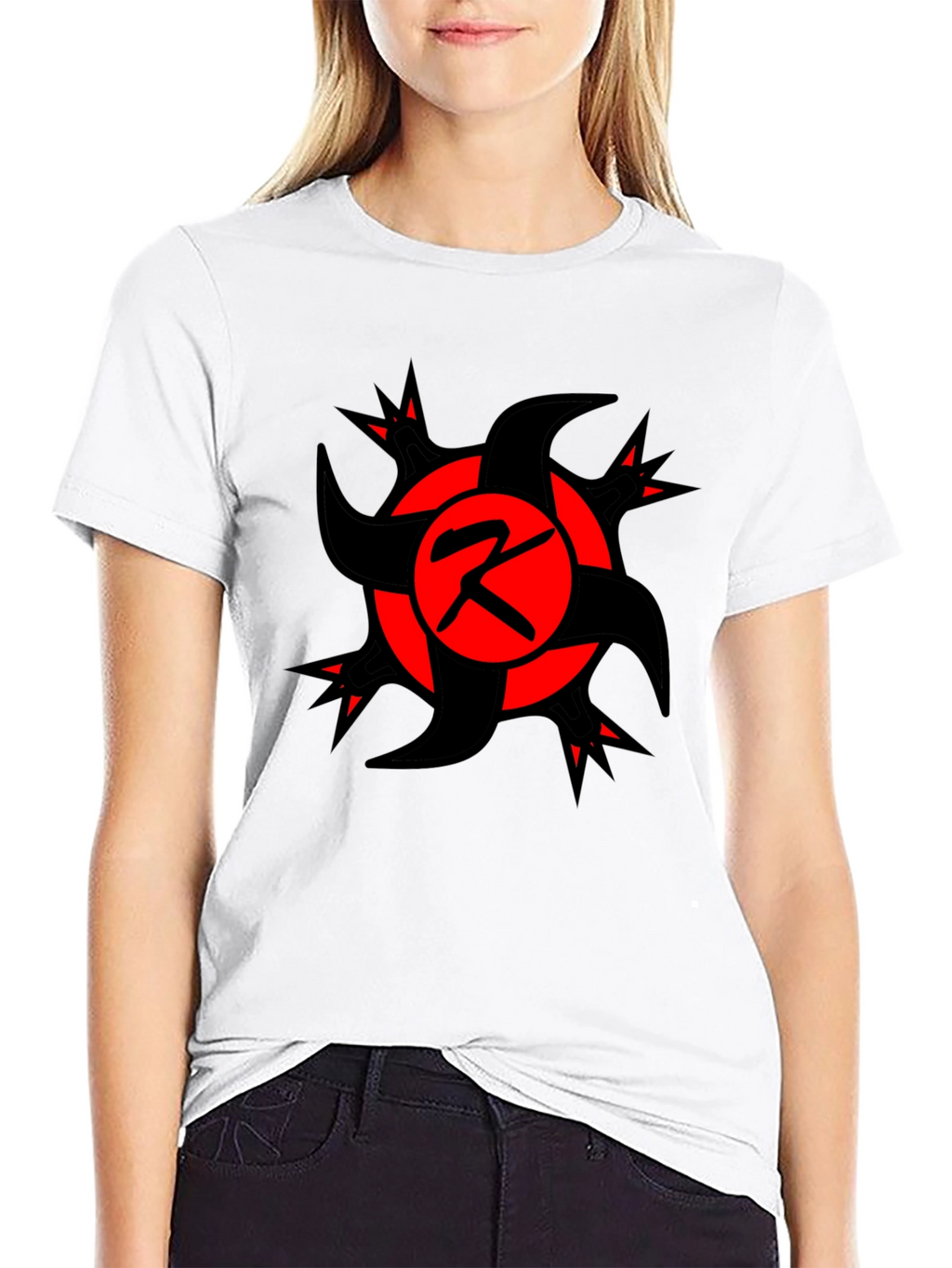 Bold Graphic Tee: Red & Black Emblem T-Shirt