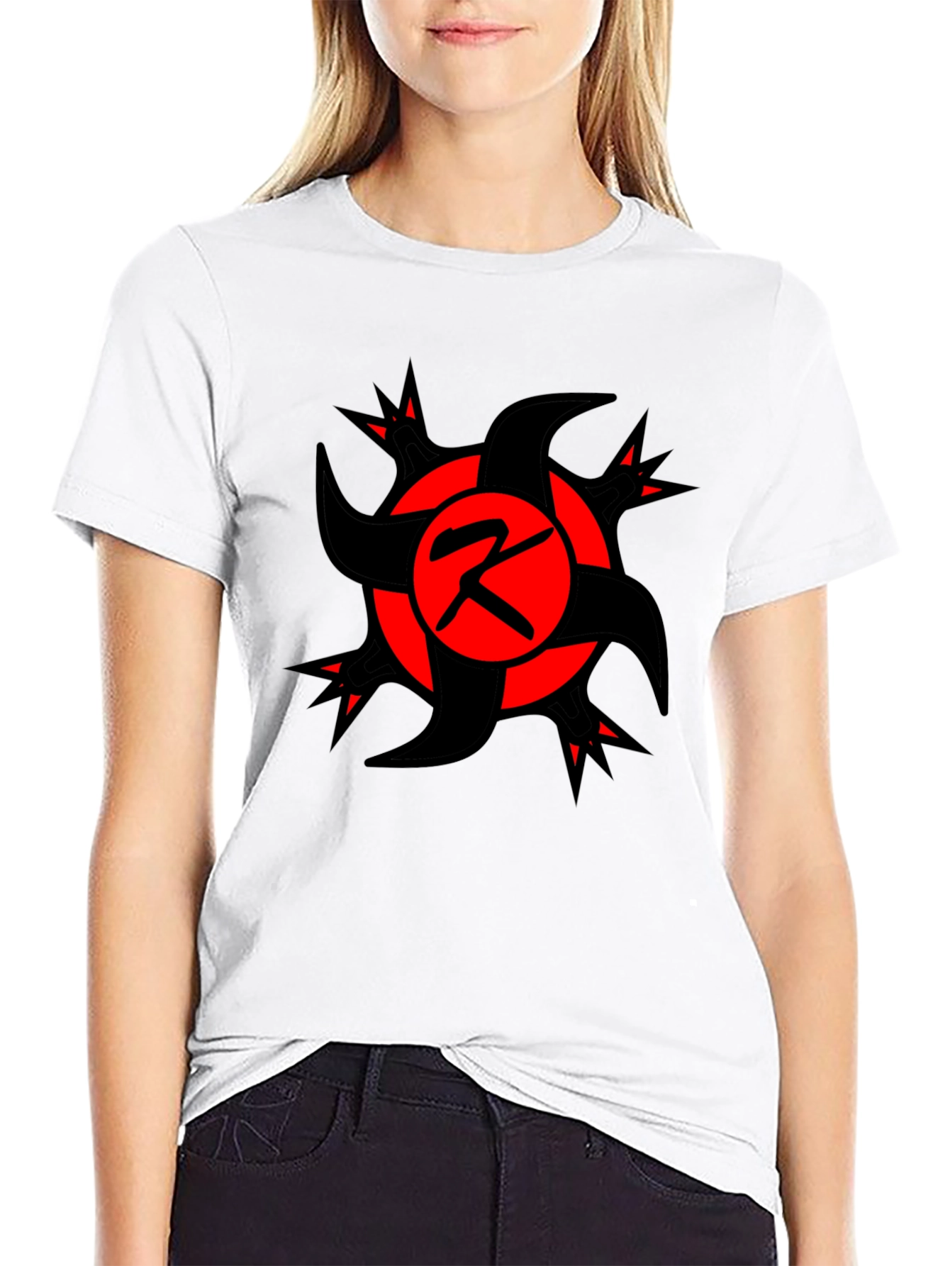 Bold Graphic Tee: Red & Black Emblem T-Shirt