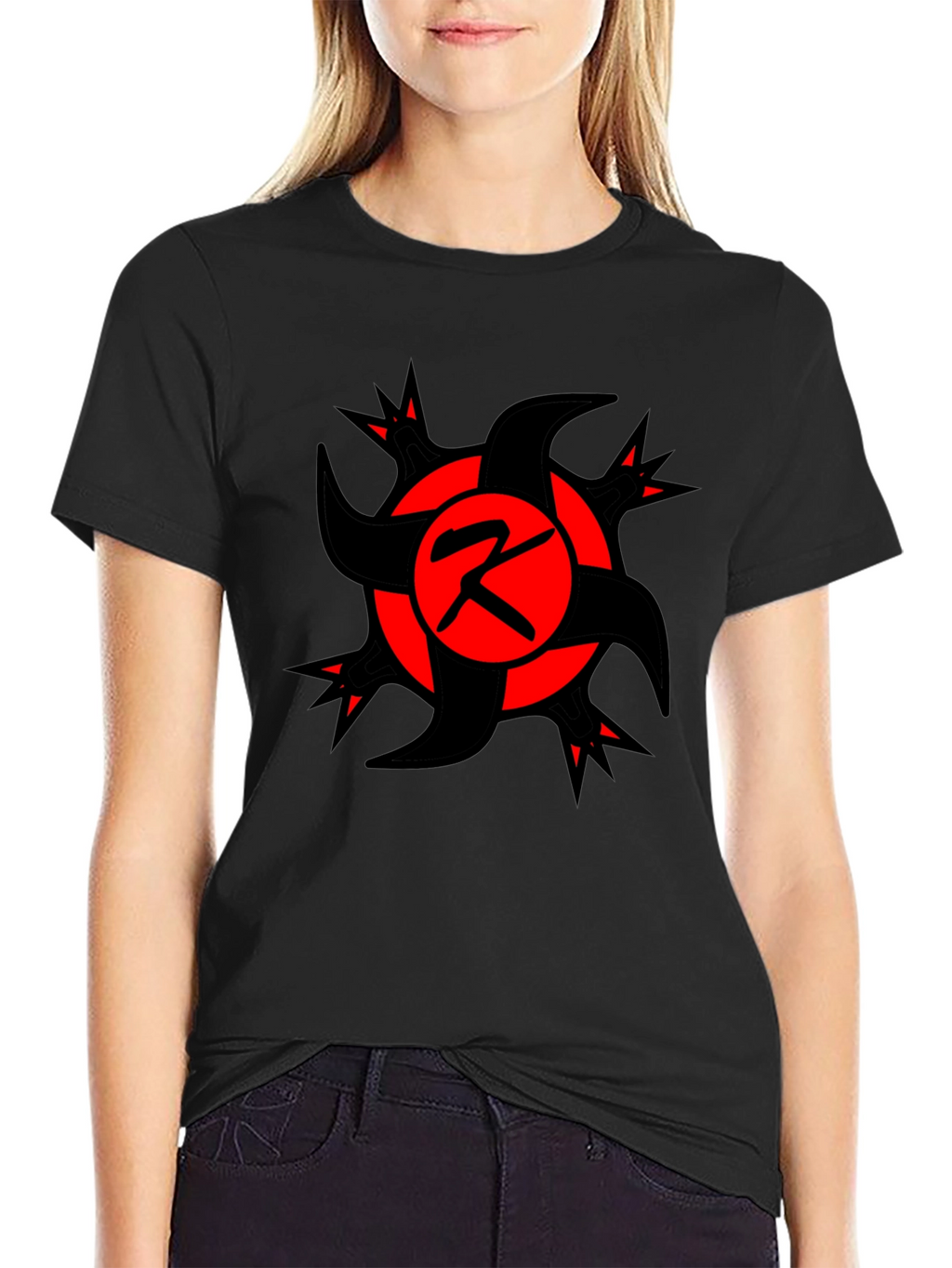 Bold Graphic Tee: Red & Black Emblem T-Shirt