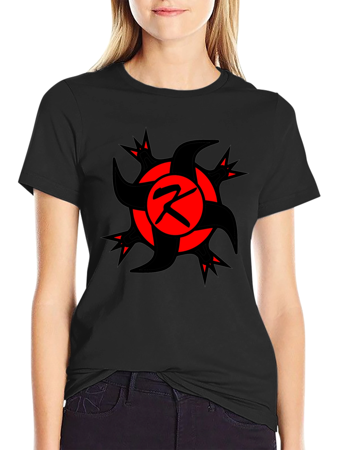 Bold Graphic Tee: Red & Black Emblem T-Shirt