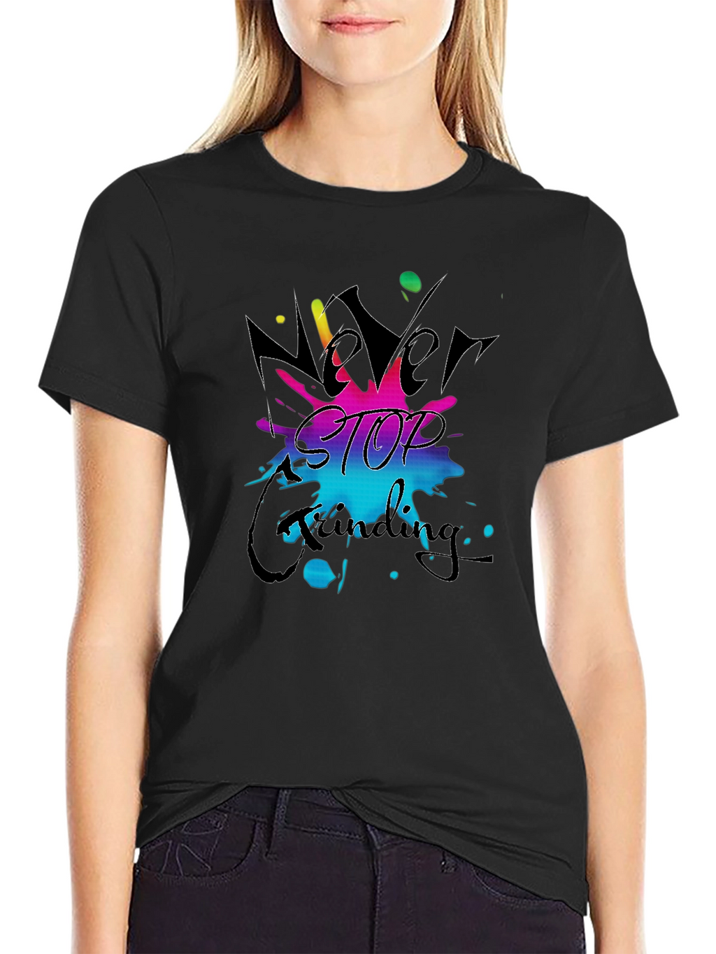 Never Stop Grinding Black T-Shirt