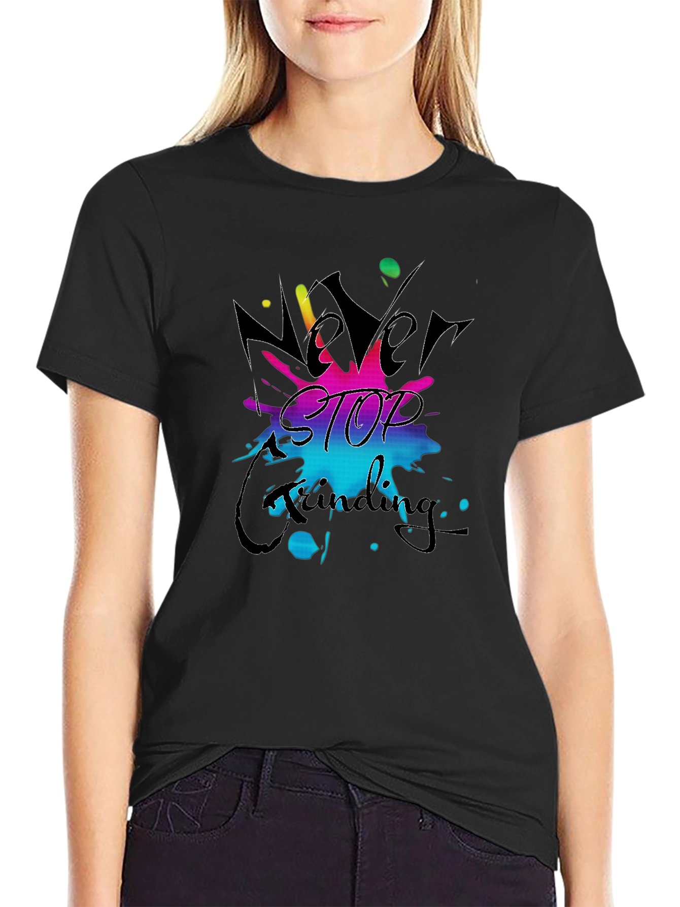 Never Stop Grinding Black T-Shirt