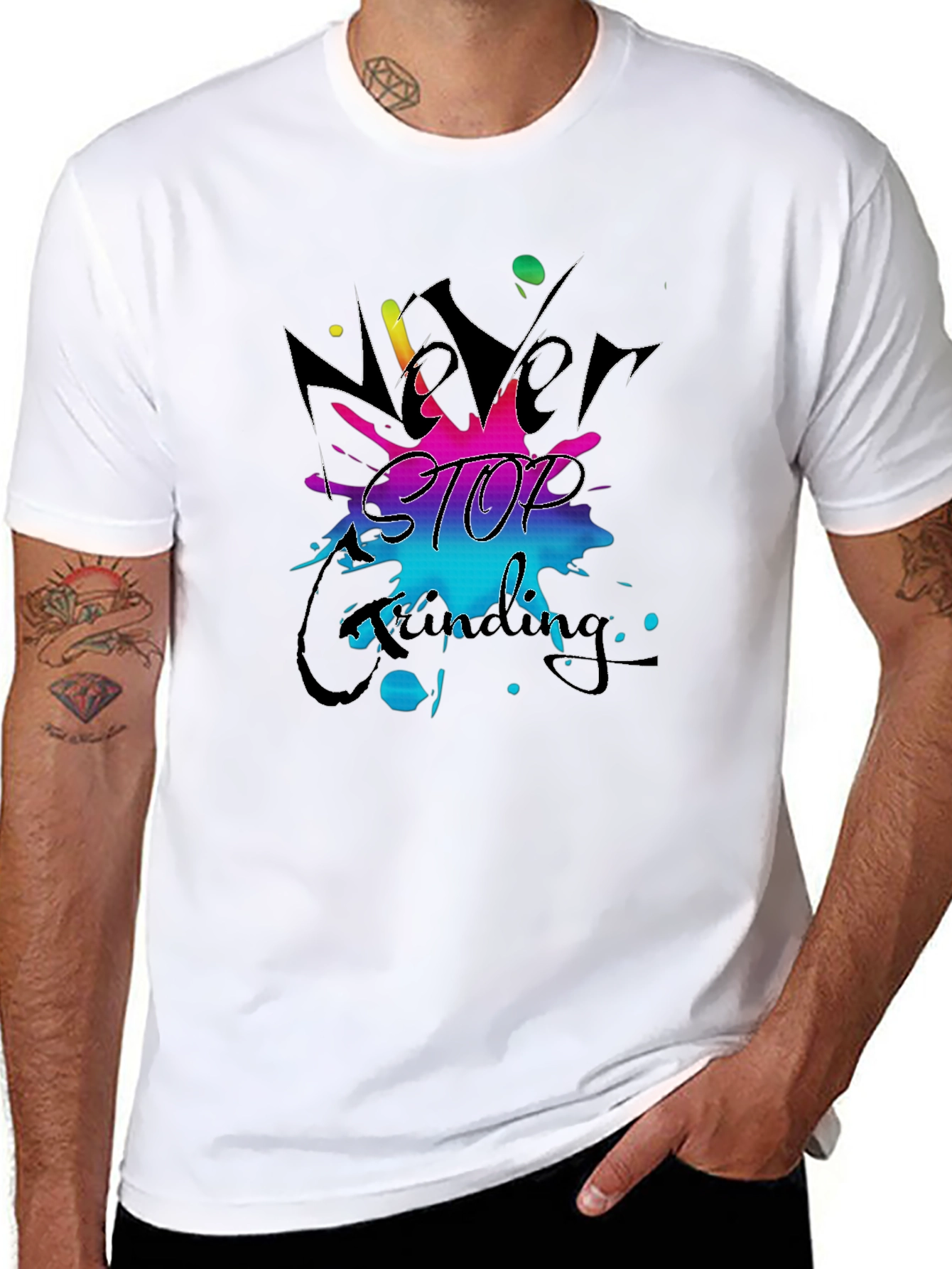 Never Stop Grinding Black T-Shirt
