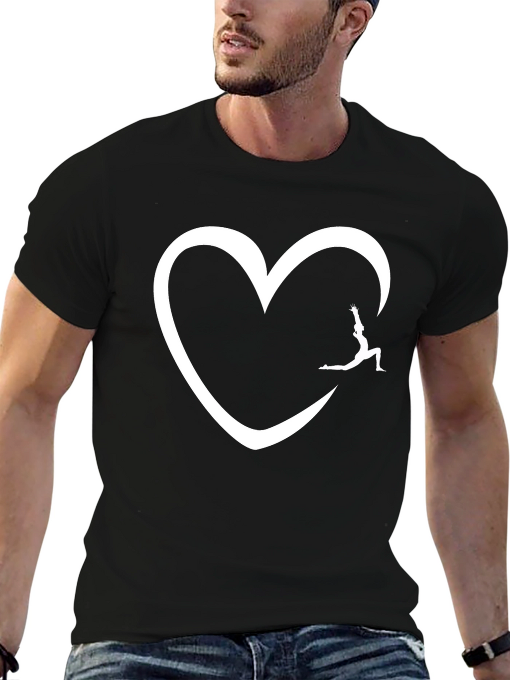 Yoga Heart Graphic Black T-Shirt