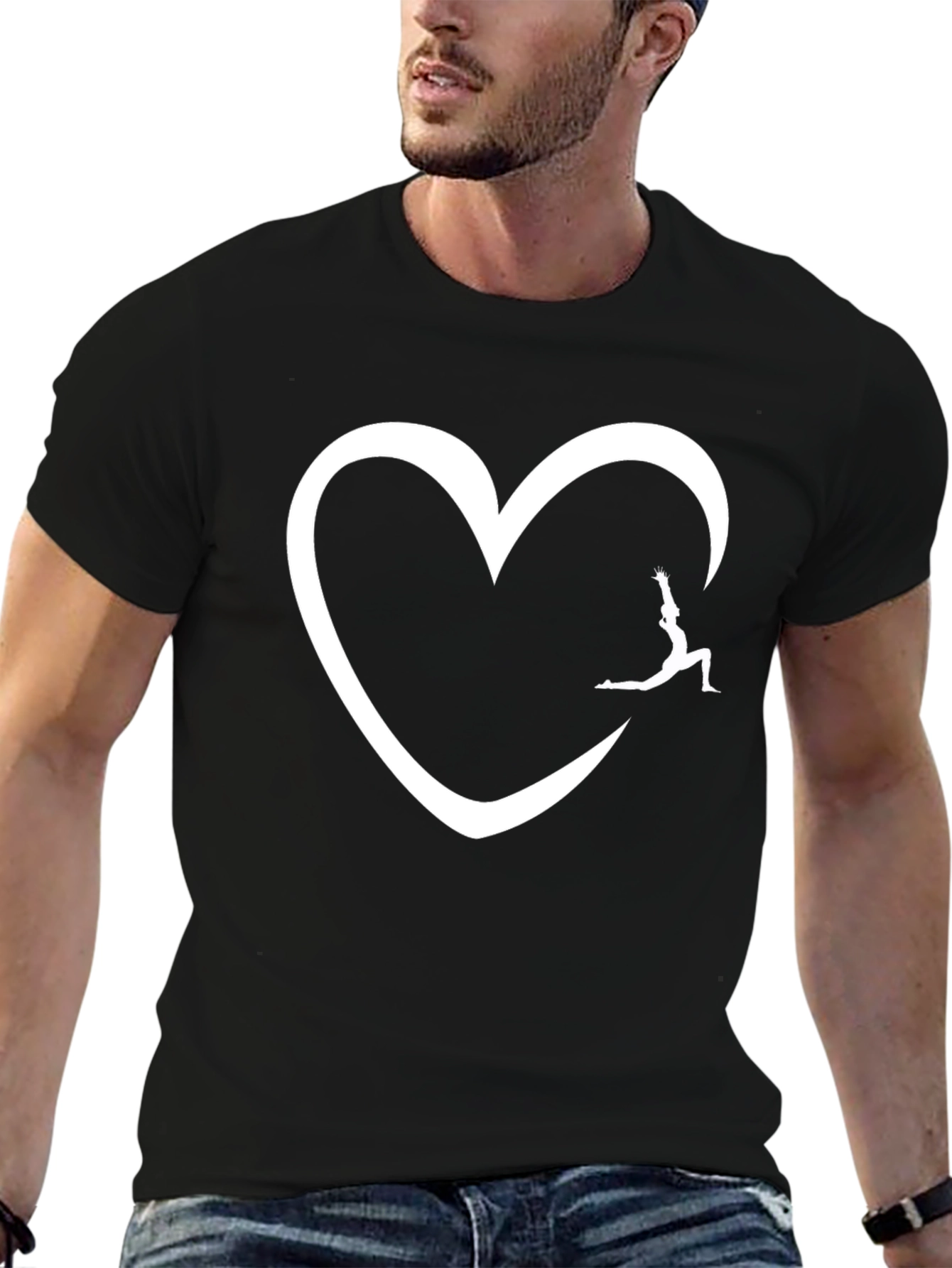 Yoga Heart Graphic Black T-Shirt