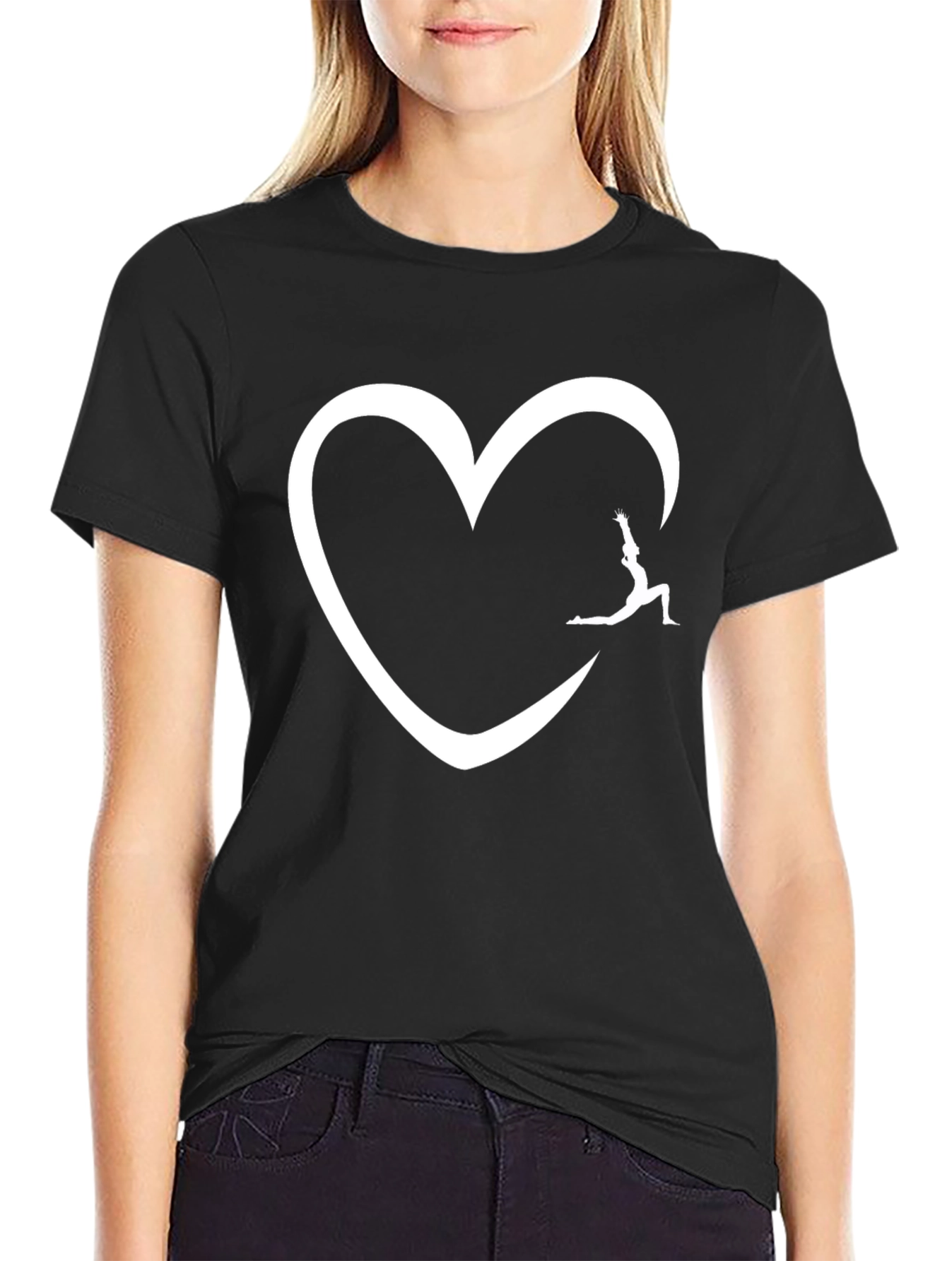 Yoga Heart Graphic Black T-Shirt