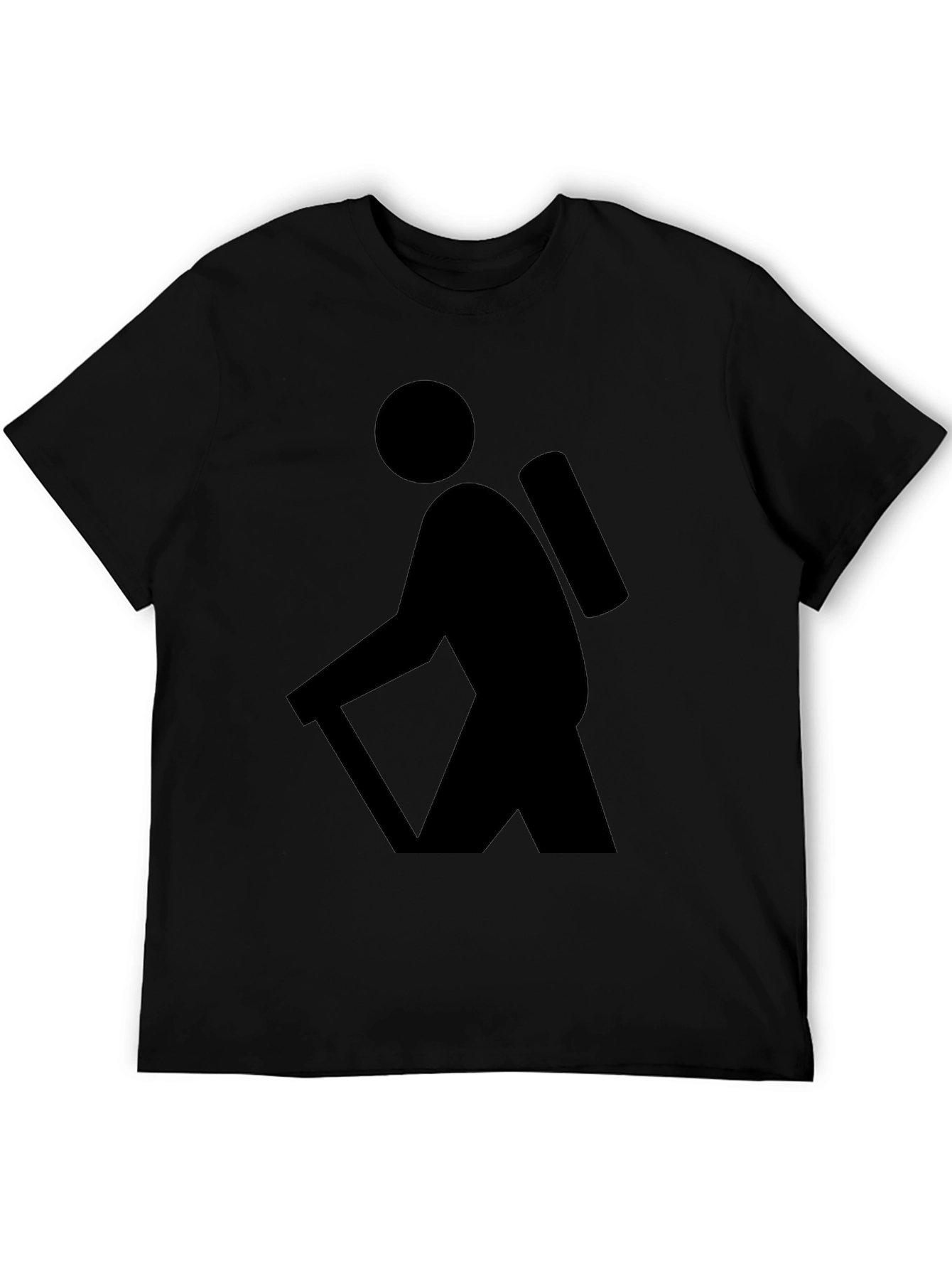 Hiking Graphic Tee - Black Cotton T-Shirt