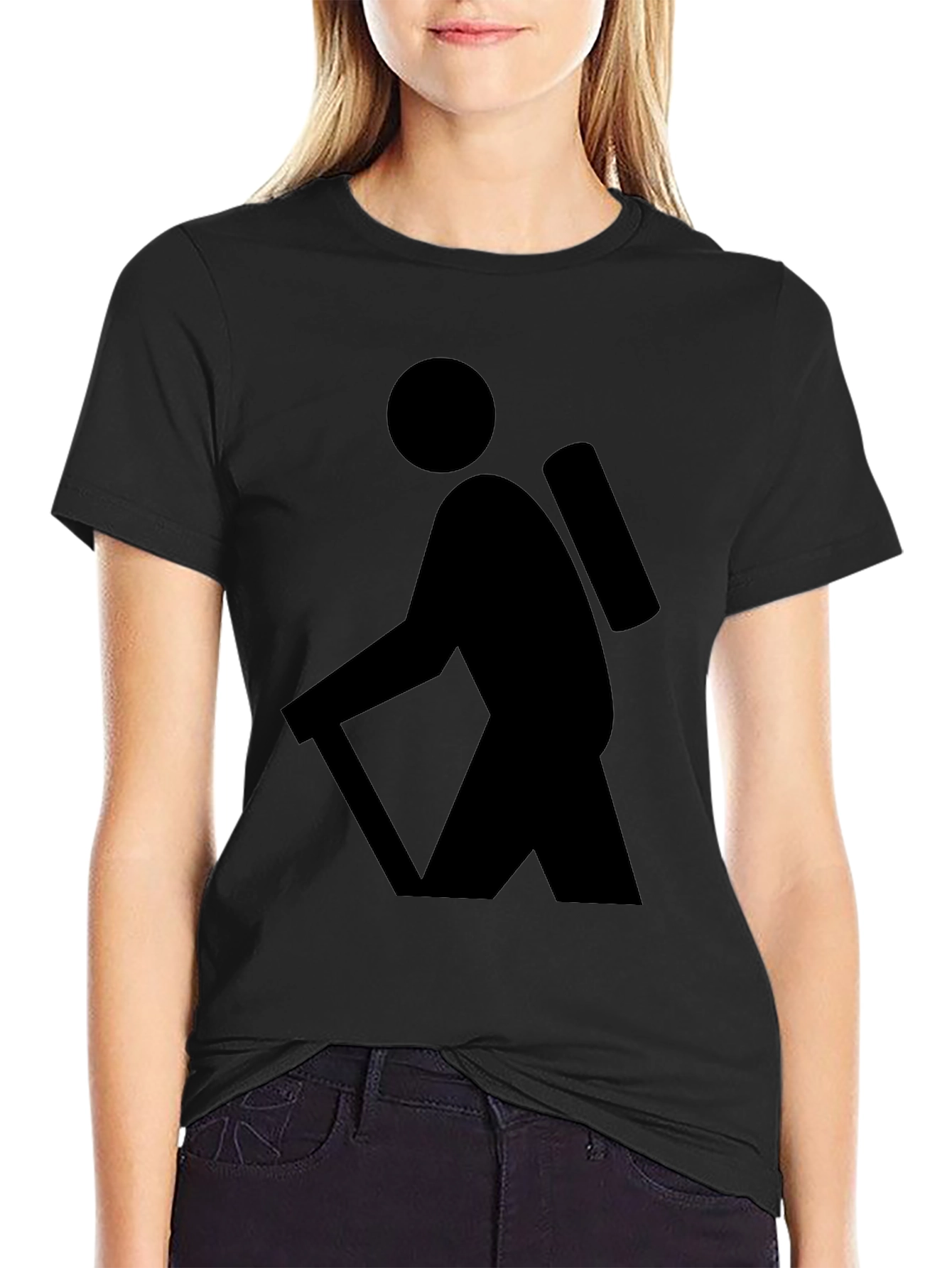 Hiking Graphic Tee - Black Cotton T-Shirt