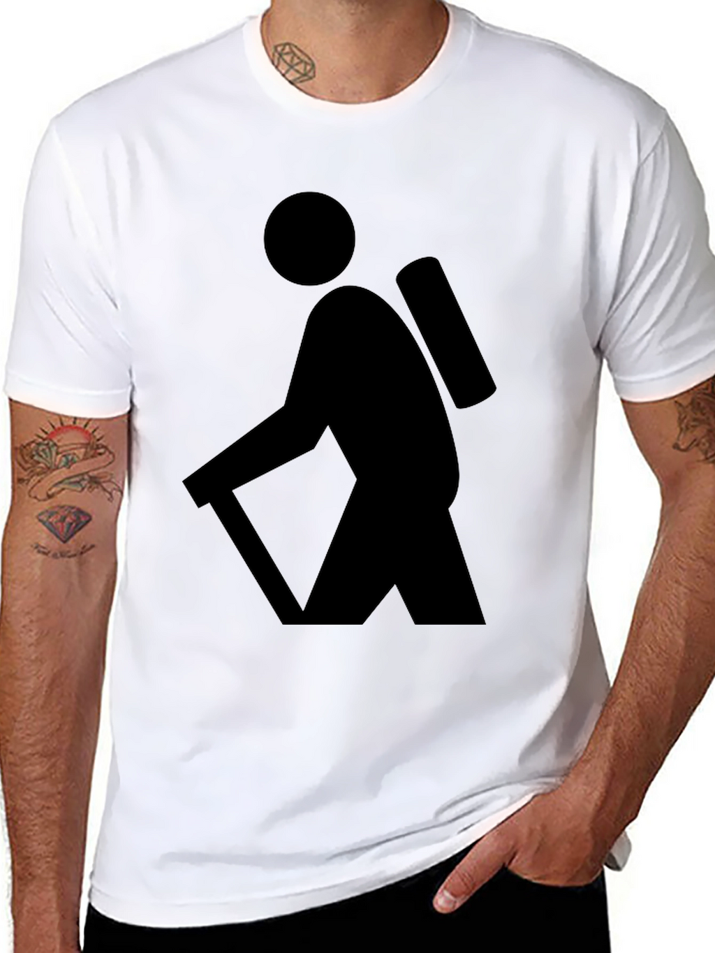 Hiking Graphic Tee - Black Cotton T-Shirt