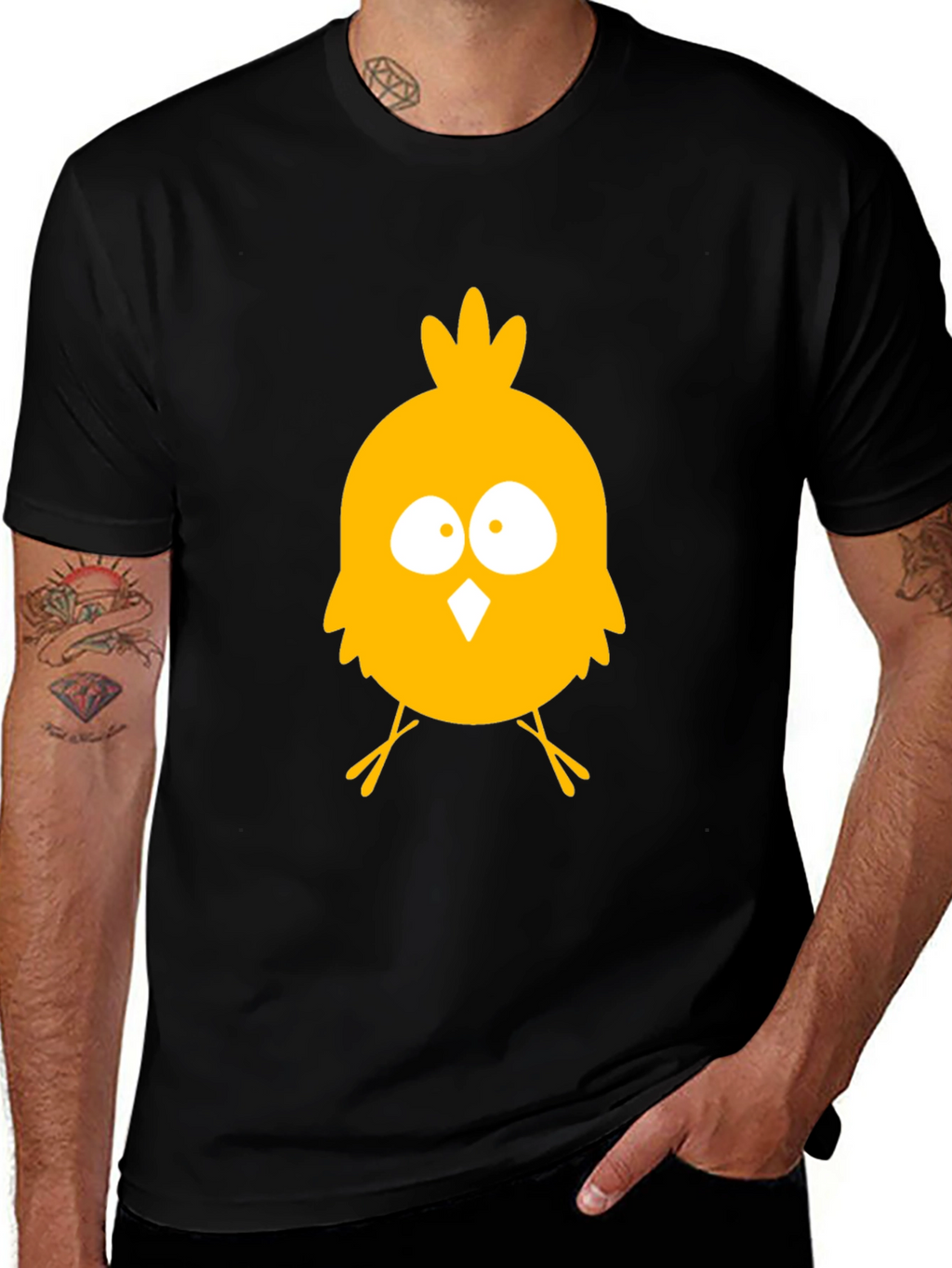 Funny Chick Graphic Tee - Black Cotton T-Shirt