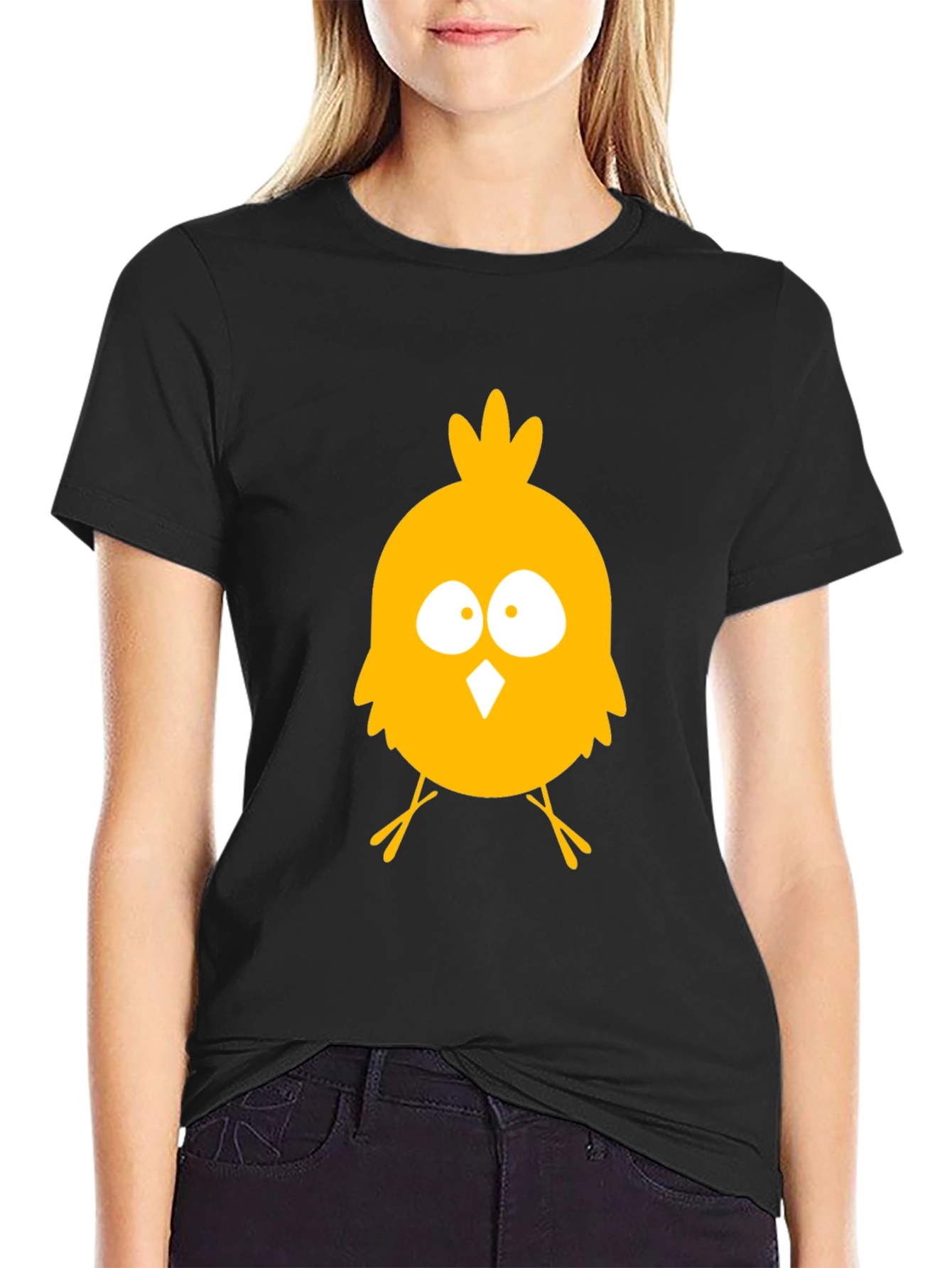 Funny Chick Graphic Tee - Black Cotton T-Shirt