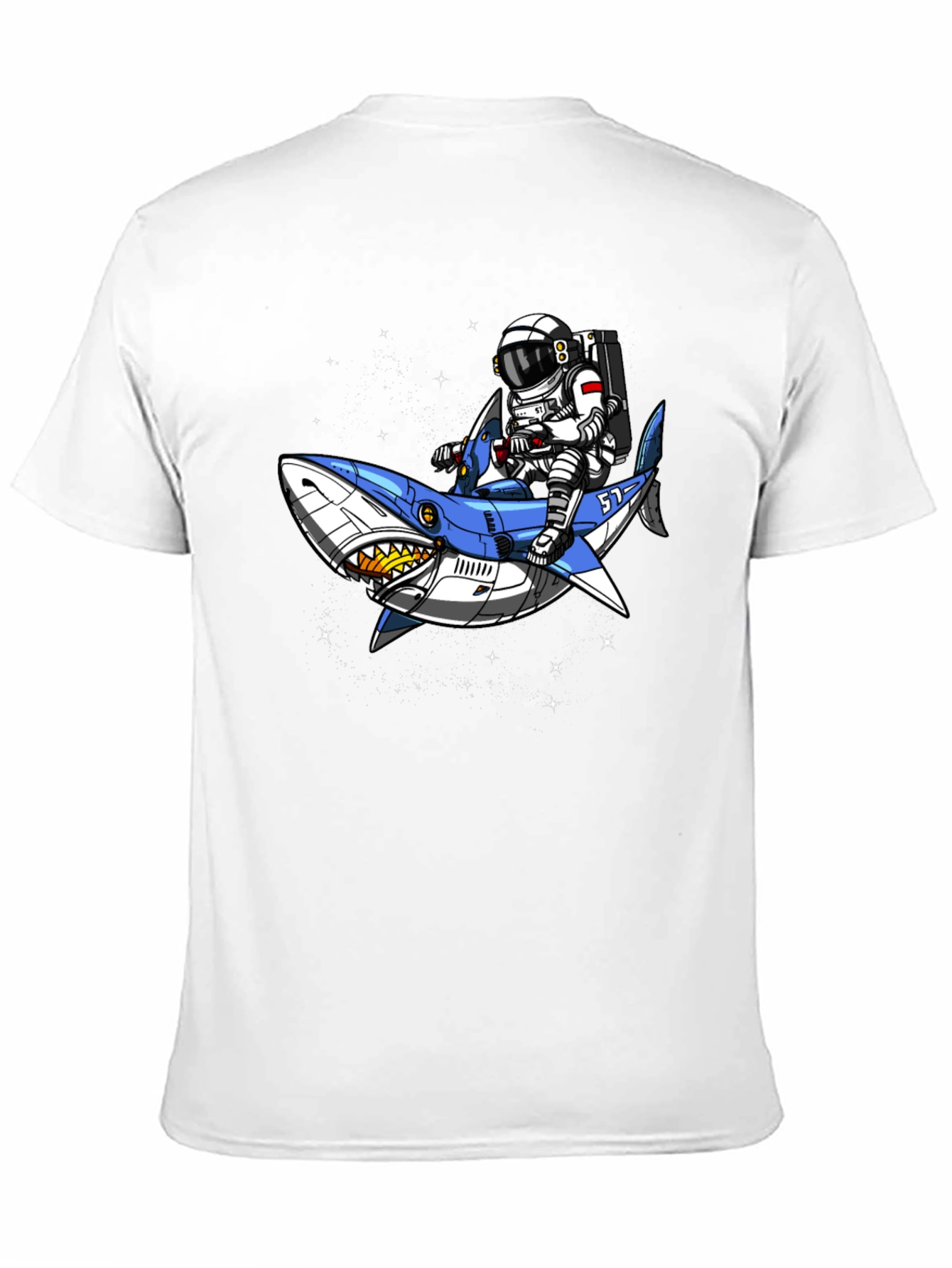Astronaut Shark Rider Graphic Tee - Black