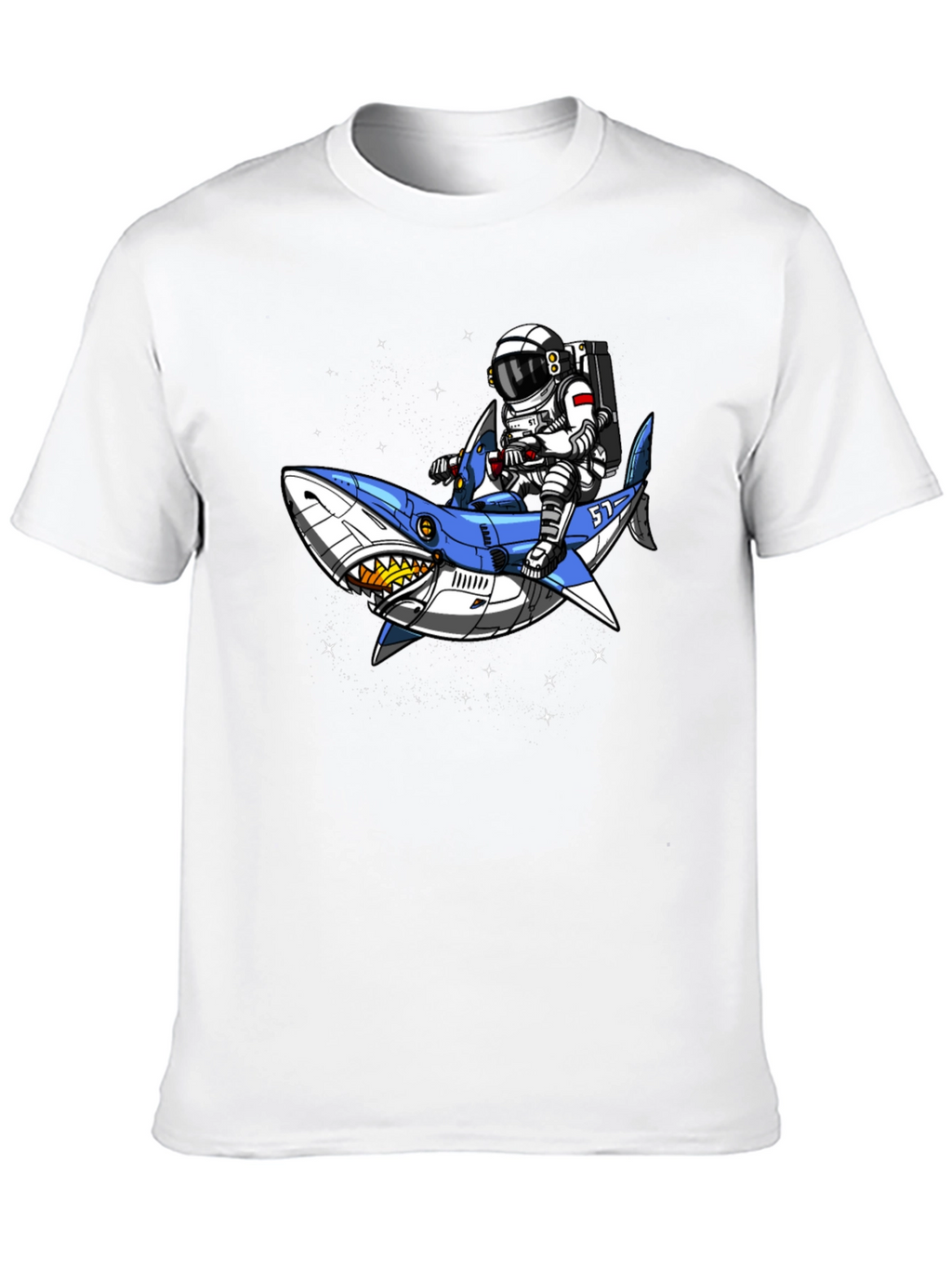 Astronaut Shark Rider Graphic Tee - Black