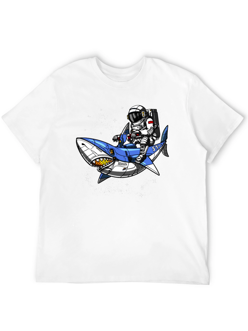 Astronaut Shark Rider Graphic Tee - Black