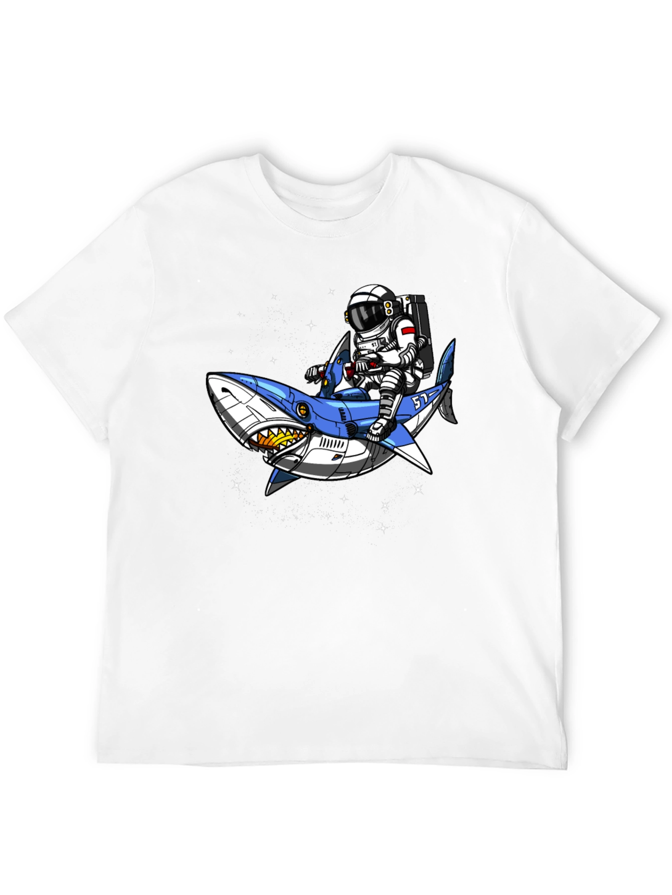 Astronaut Shark Rider Graphic Tee - Black