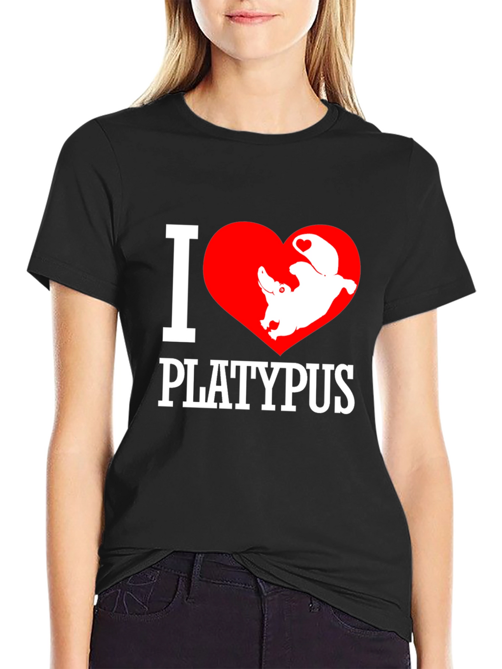 I Love Platypus Black T-Shirt