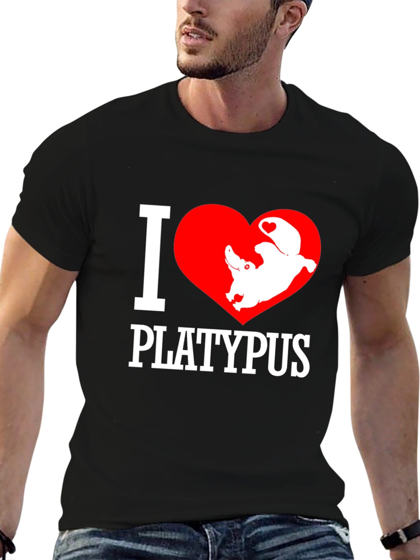 I Love Platypus Black T-Shirt