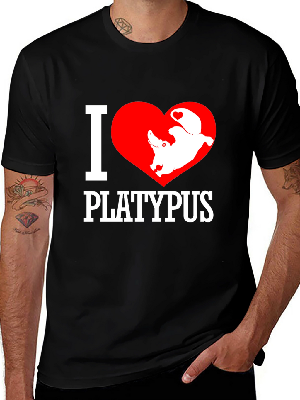 I Love Platypus Black T-Shirt