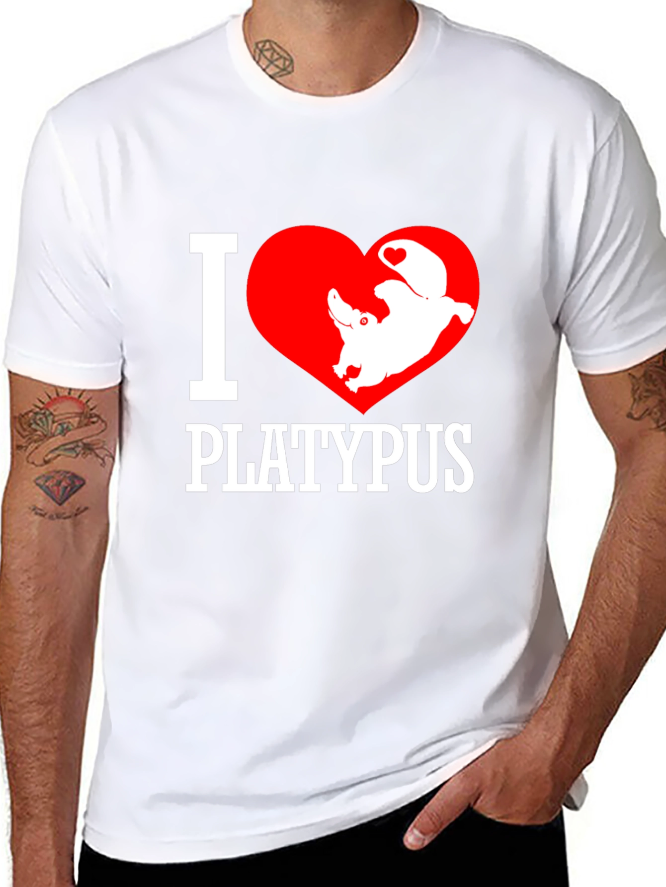 I Love Platypus Black T-Shirt