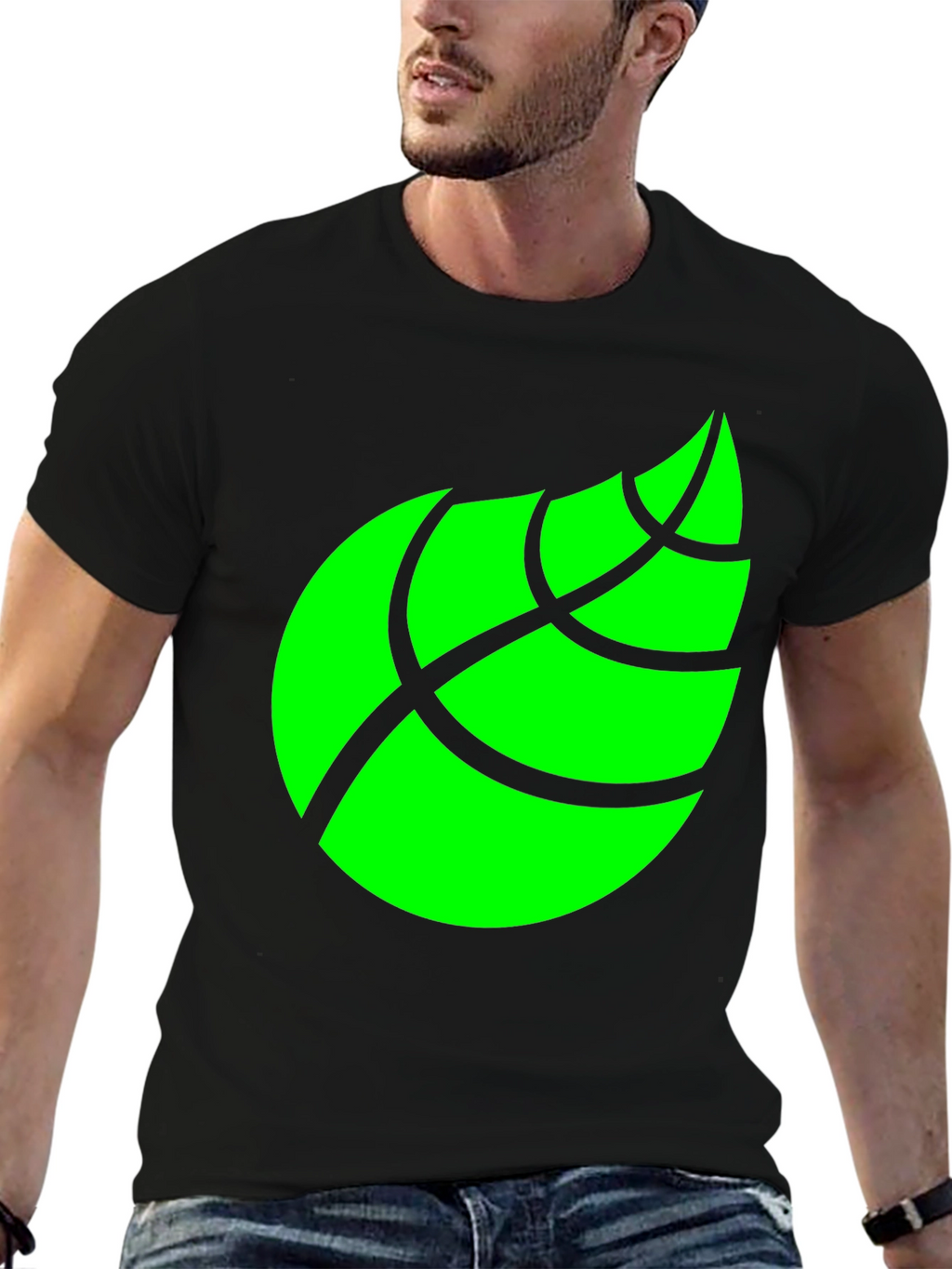 Leaf Graphic Black T-Shirt for Men