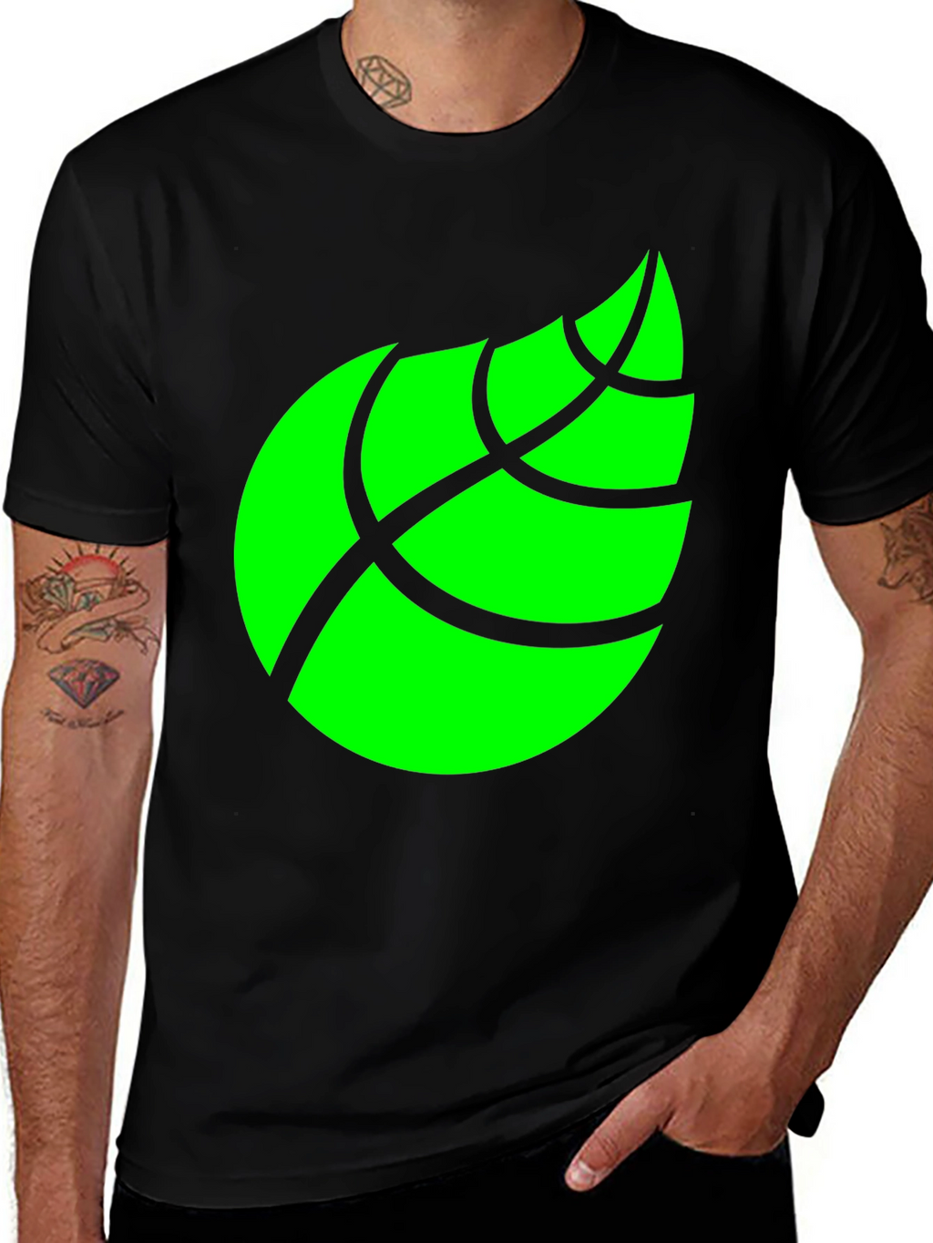 Leaf Graphic Black T-Shirt for Men