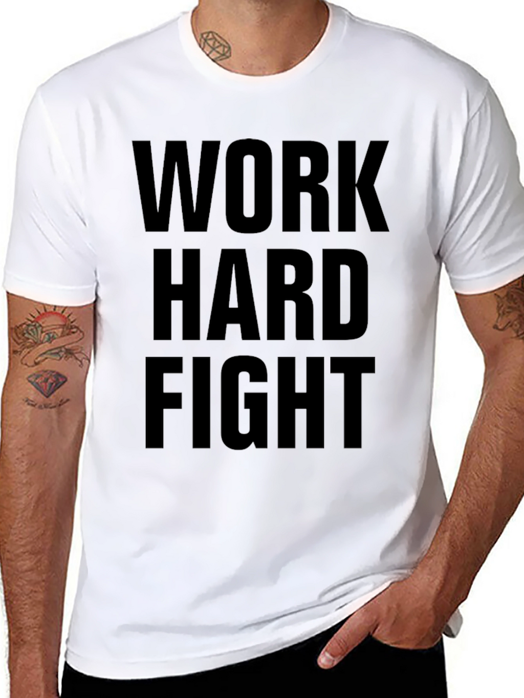 Work Hard Fight Black Graphic Tee