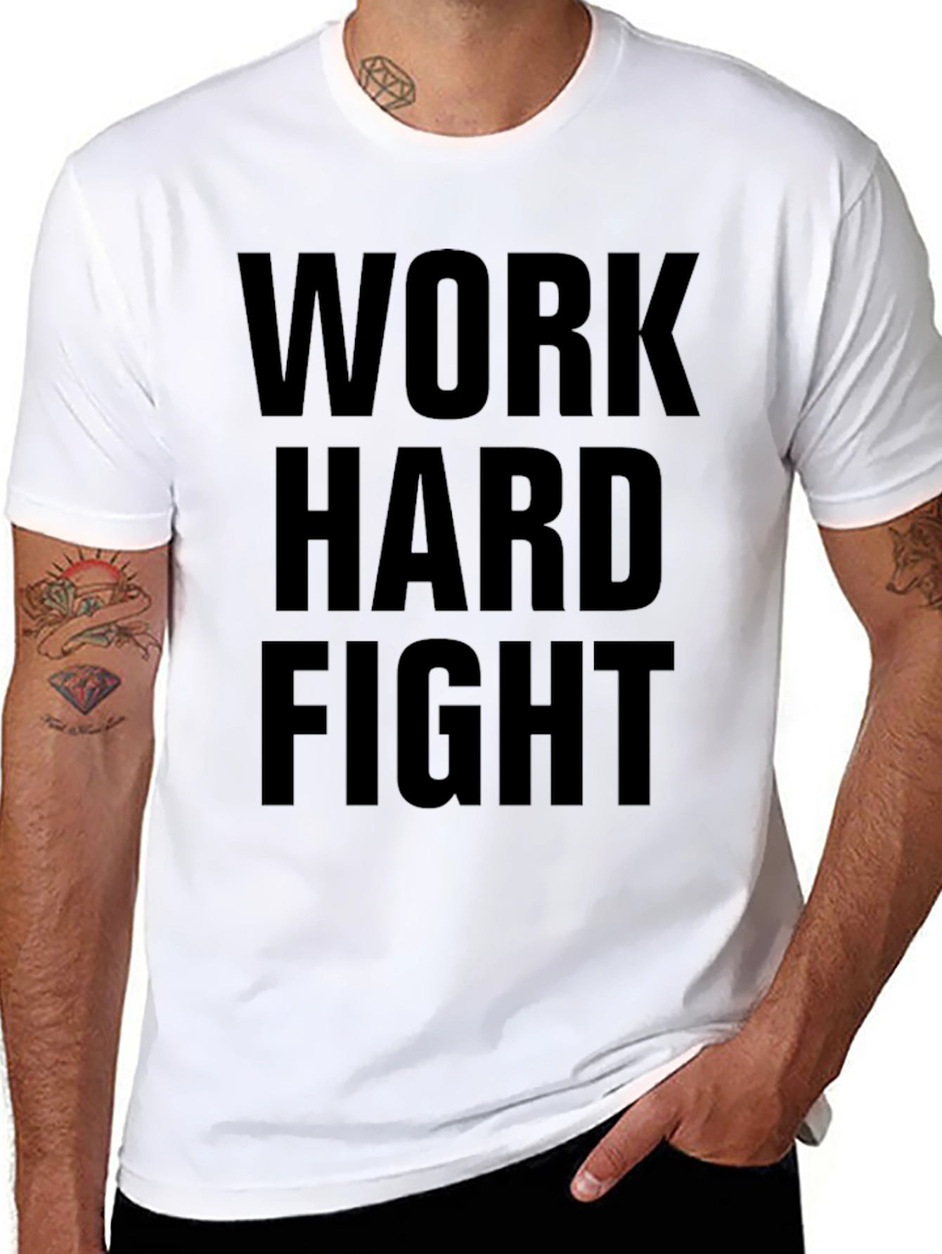 Work Hard Fight Black Graphic Tee