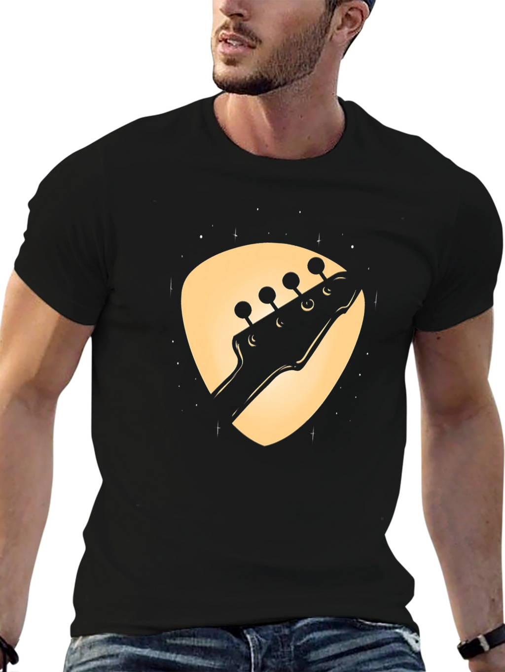 Bass Guitar Moon T-Shirt - Stylish Music Tee
