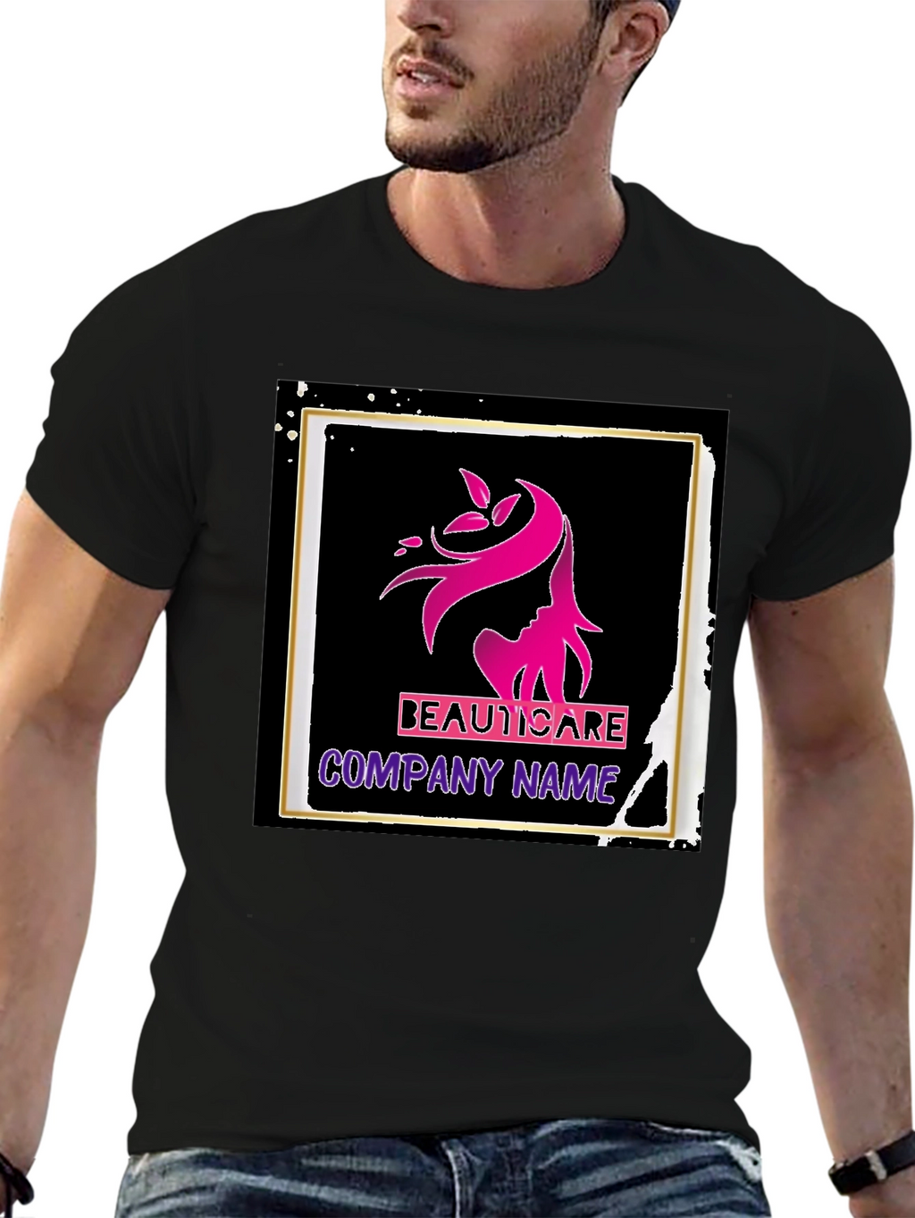 BeautiCare Black Graphic T-Shirt