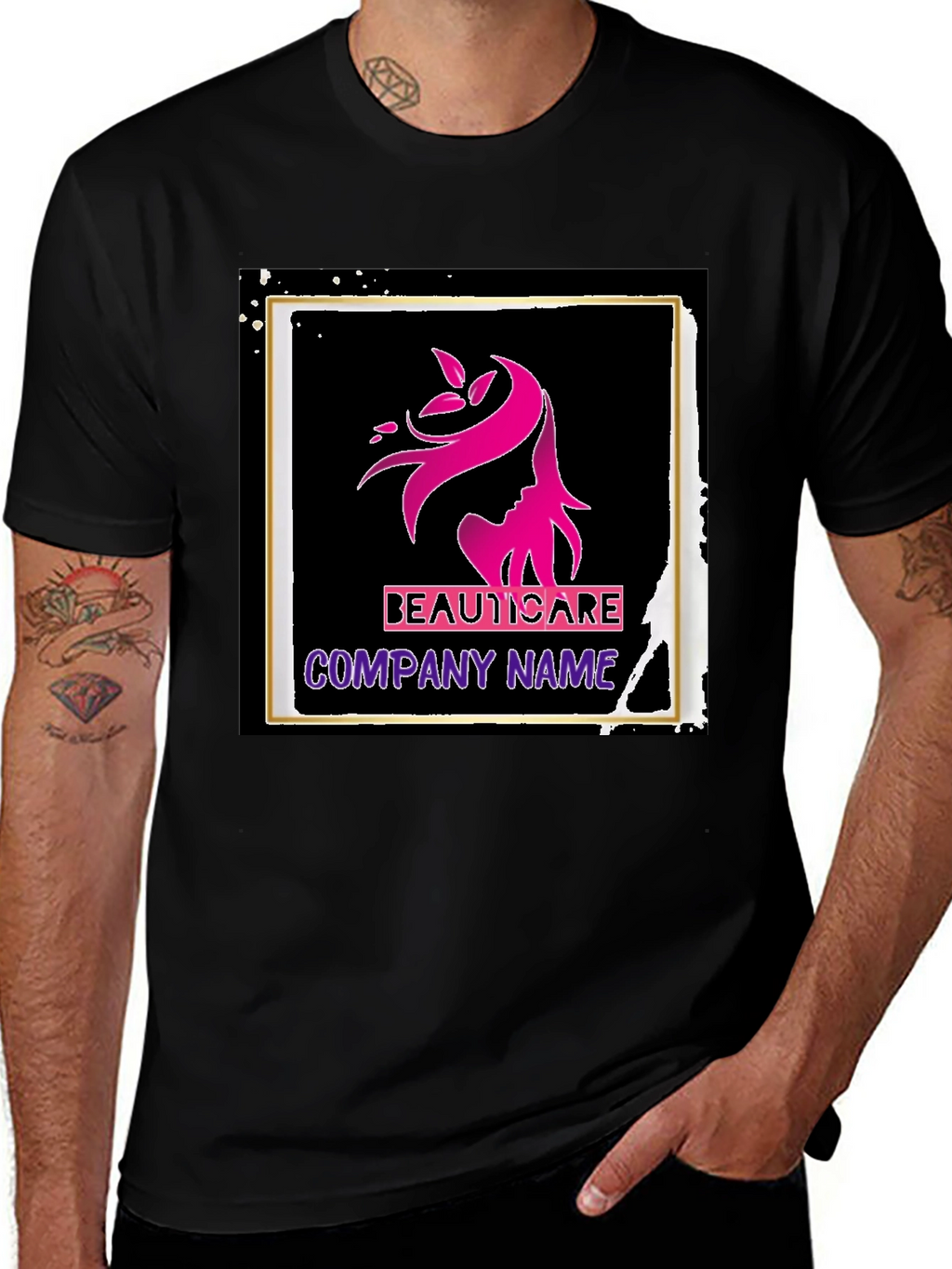 BeautiCare Black Graphic T-Shirt