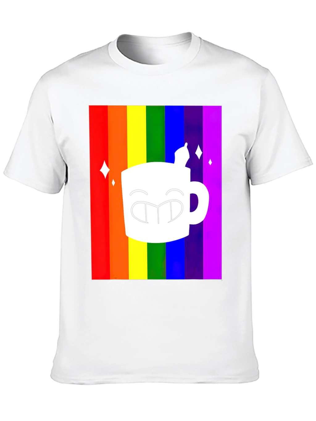 Rainbow Coffee Mug Graphic Tee - Black T-Shirt