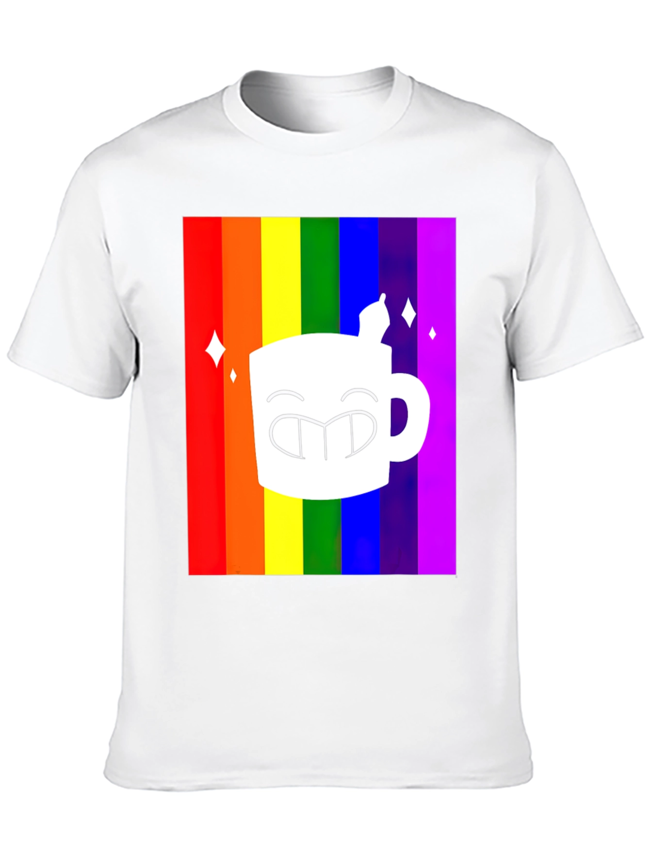 Rainbow Coffee Mug Graphic Tee - Black T-Shirt