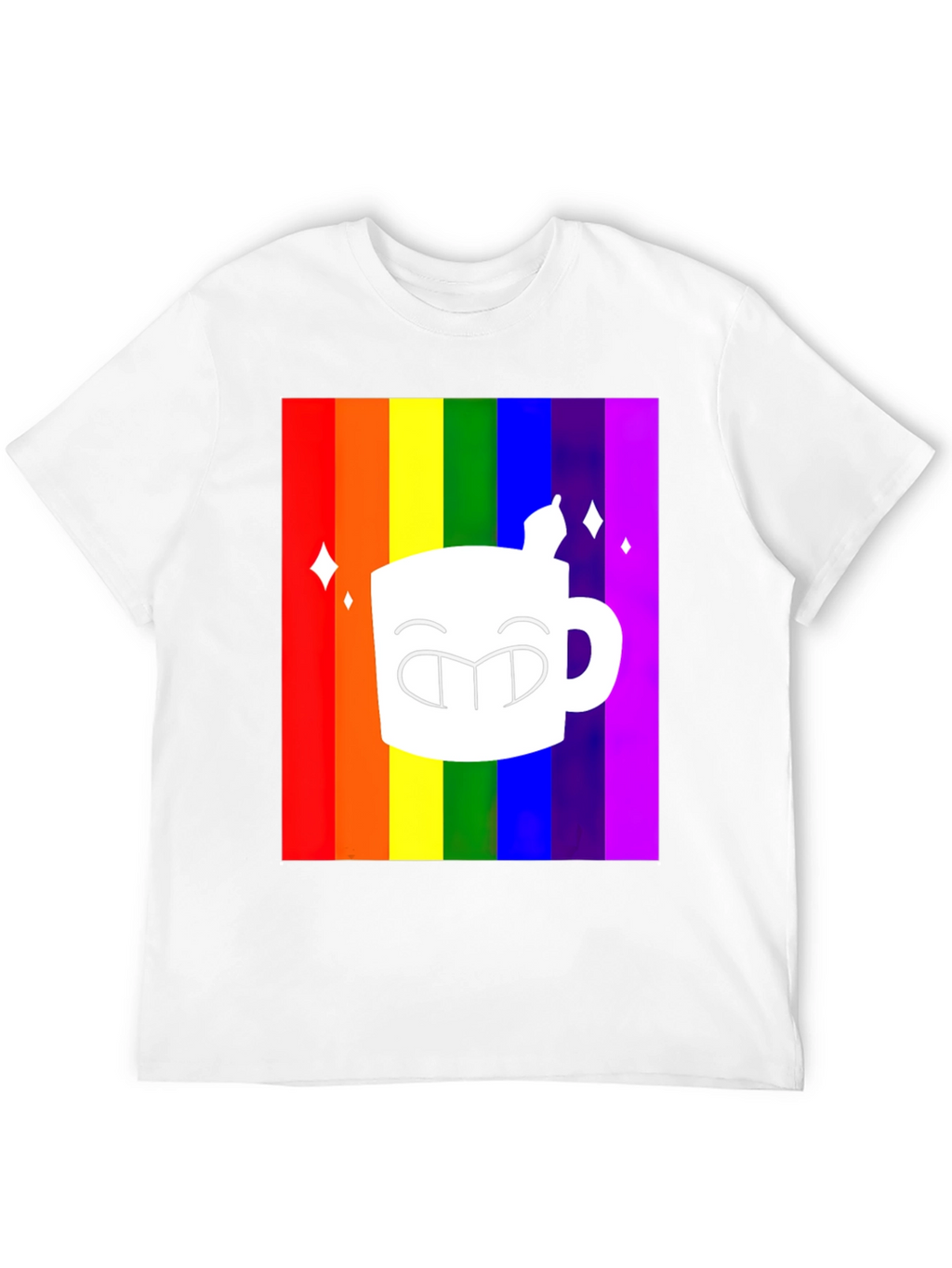 Rainbow Coffee Mug Graphic Tee - Black T-Shirt