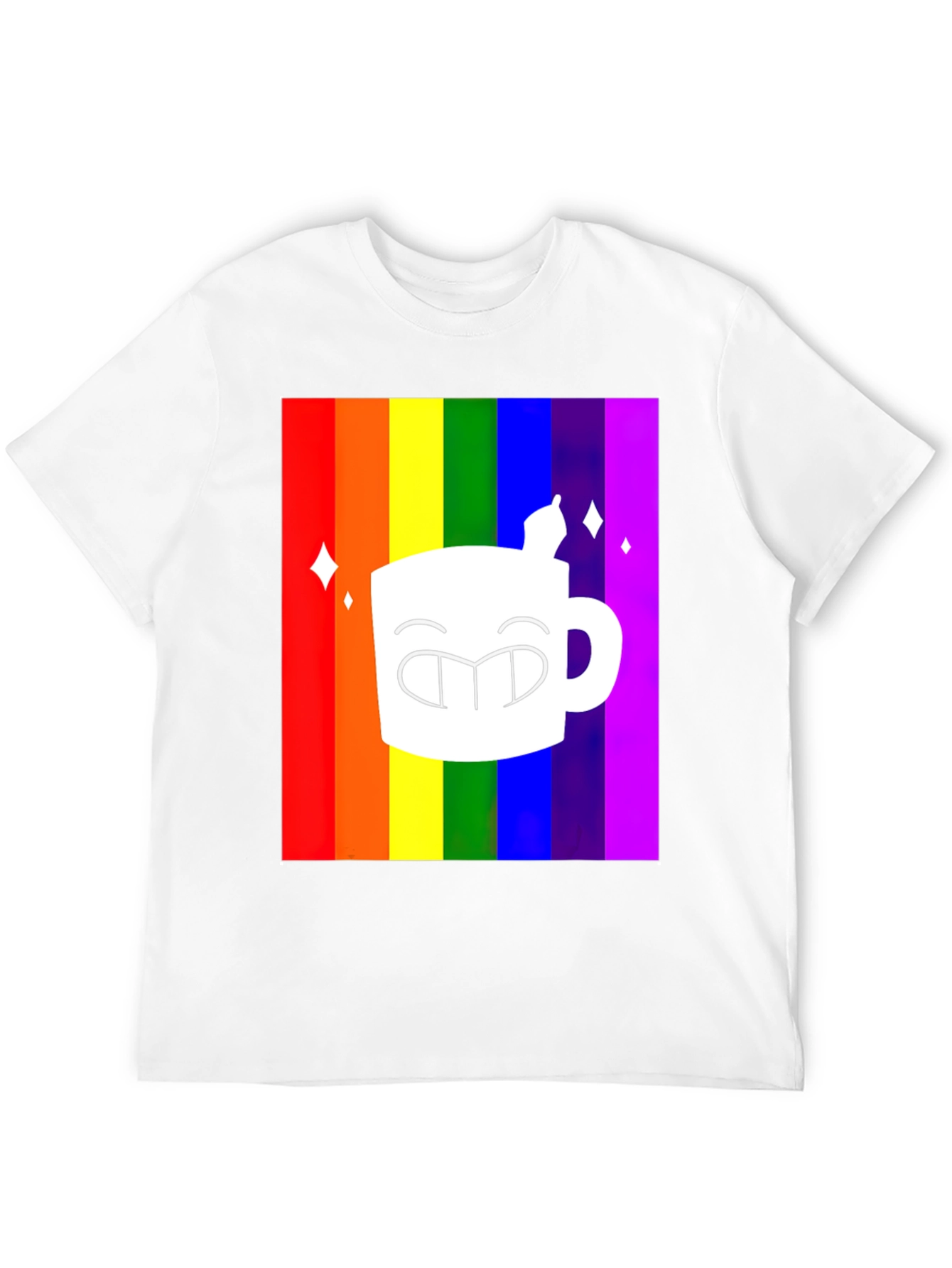 Rainbow Coffee Mug Graphic Tee - Black T-Shirt