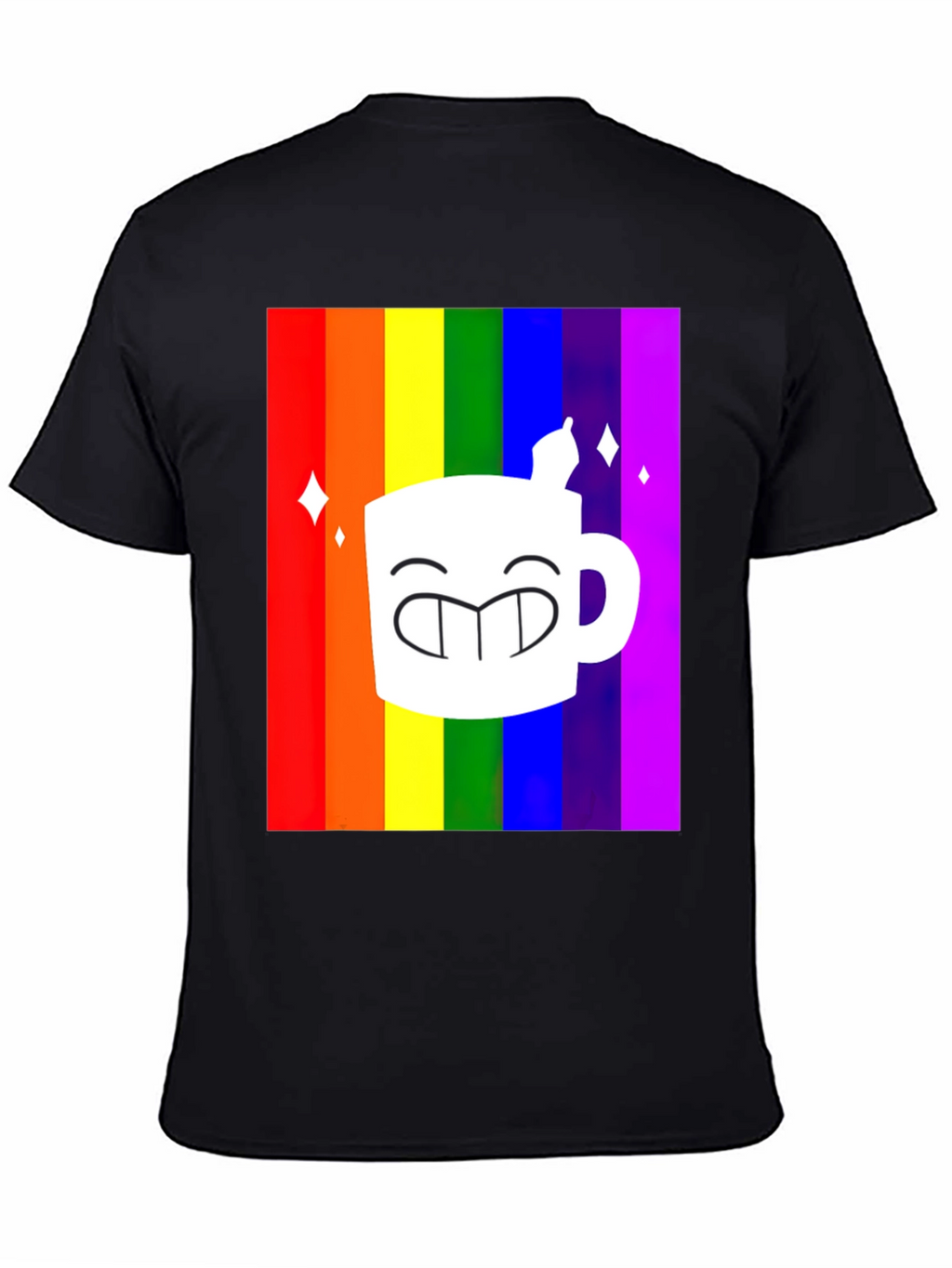 Rainbow Coffee Mug Graphic Tee - Black T-Shirt