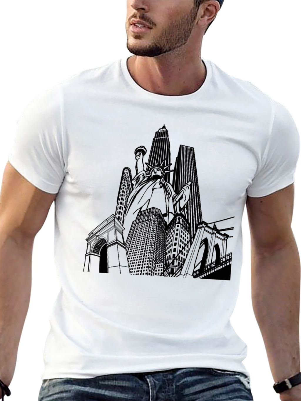 NYC Skyline Graphic Tee - Unisex Black T-Shirt