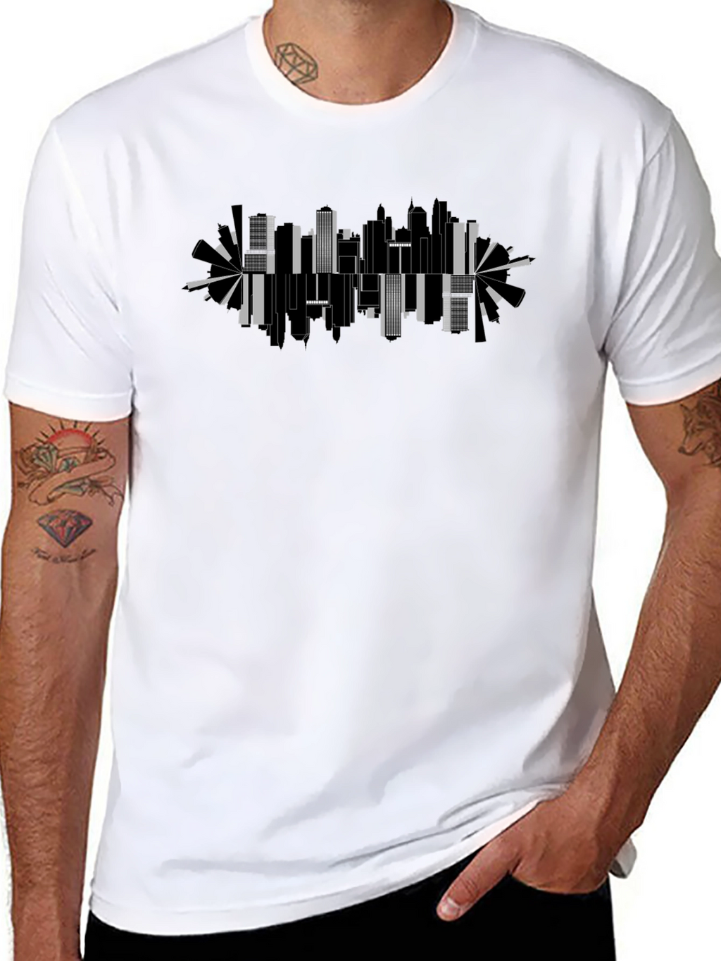 Abstract Cityscape Graphic Black Tee