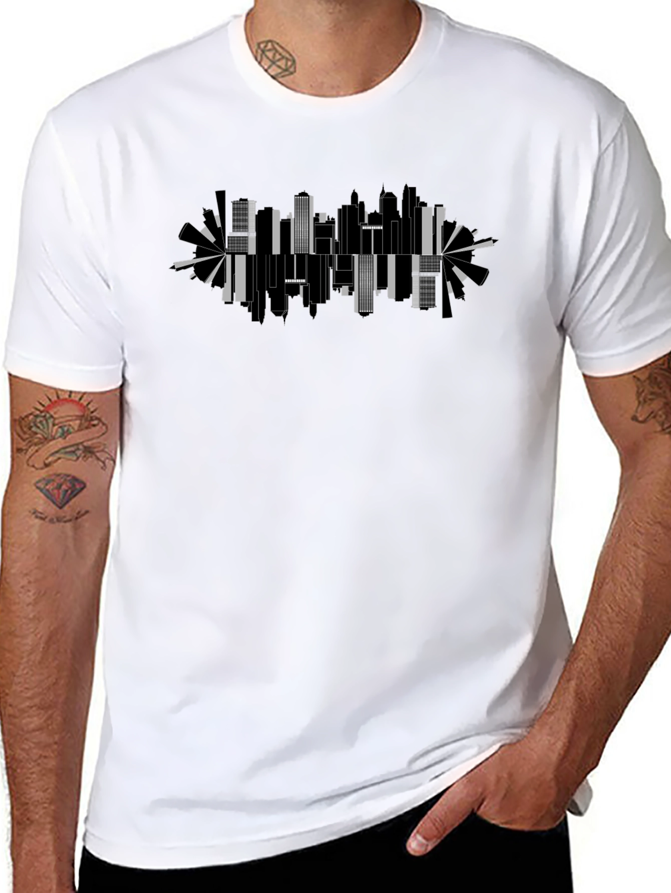 Abstract Cityscape Graphic Black Tee