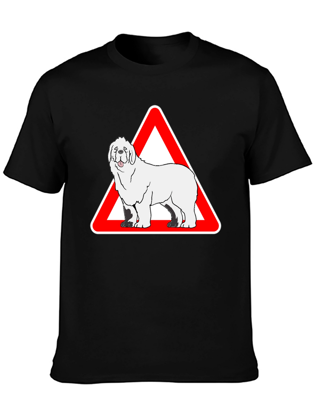 Dog Warning Sign Graphic Tee - Black