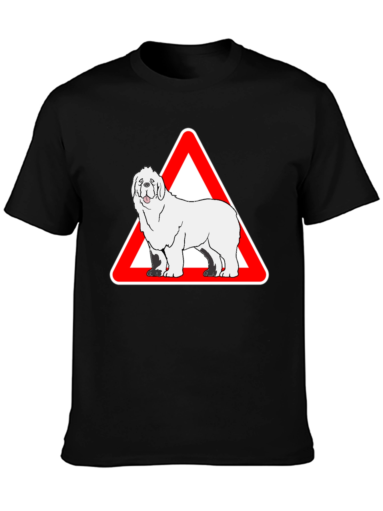 Dog Warning Sign Graphic Tee - Black