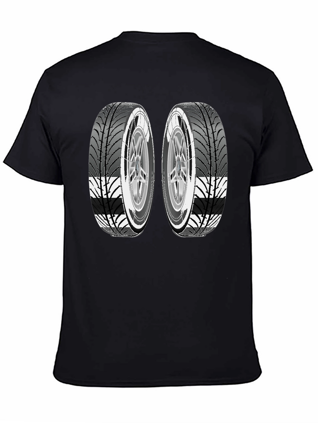 Two Tires Graphic Black T-Shirt