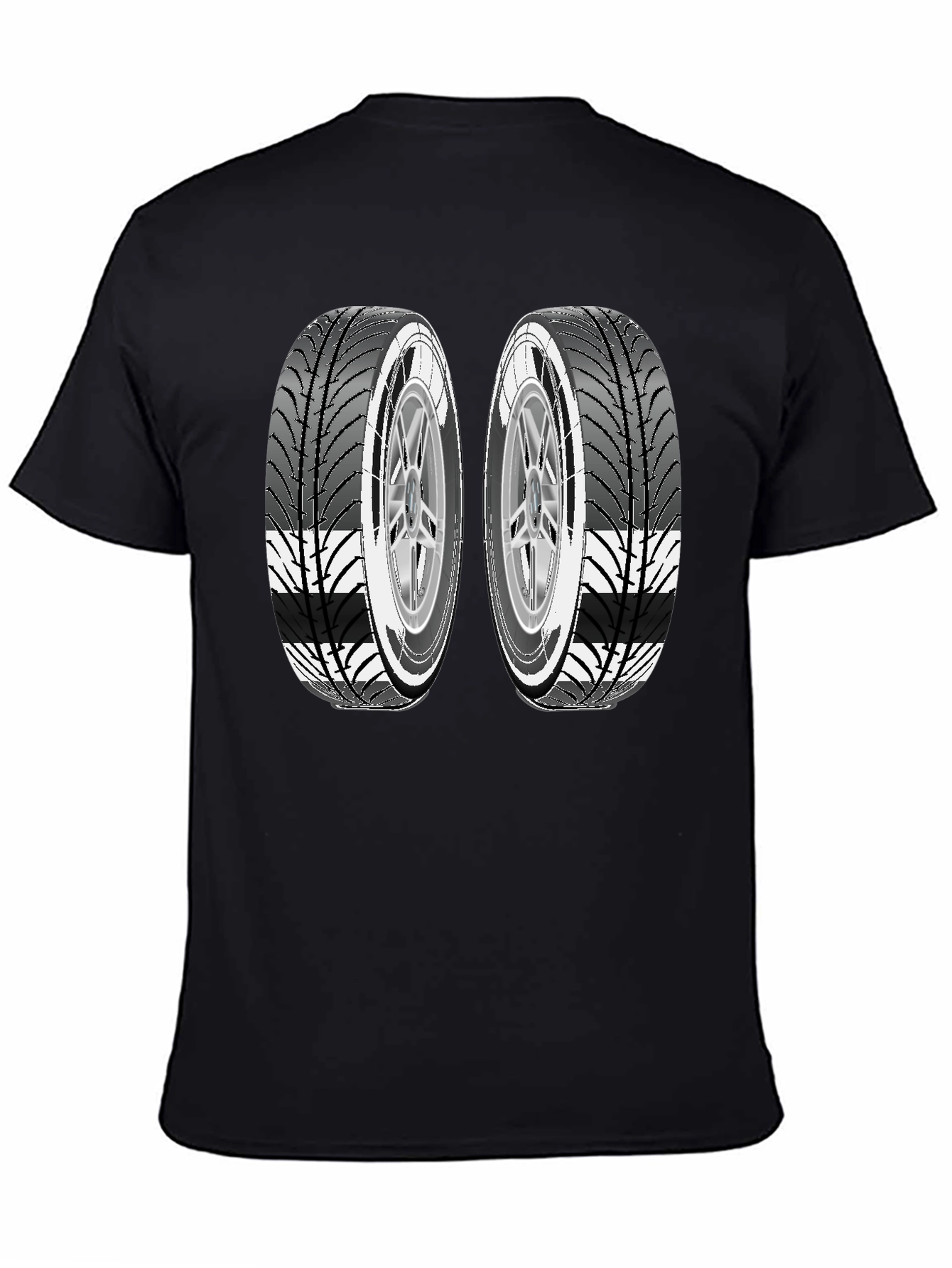 Two Tires Graphic Black T-Shirt