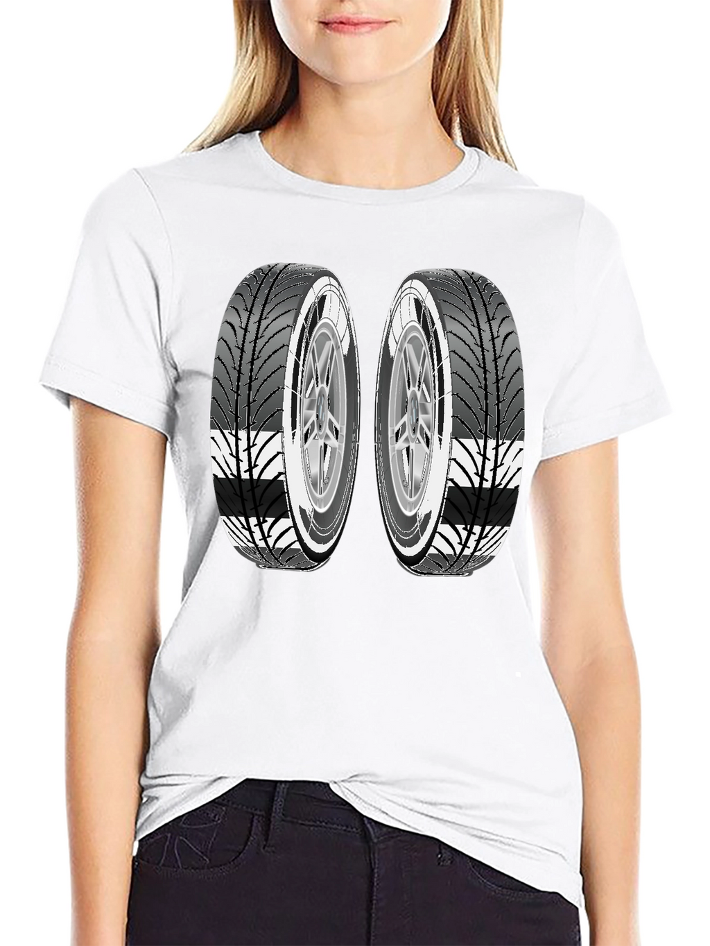 Two Tires Graphic Black T-Shirt