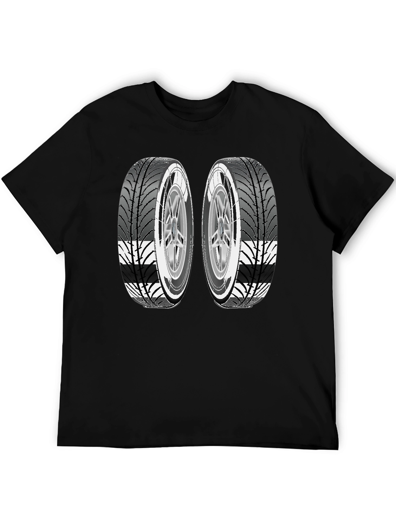 Two Tires Graphic Black T-Shirt