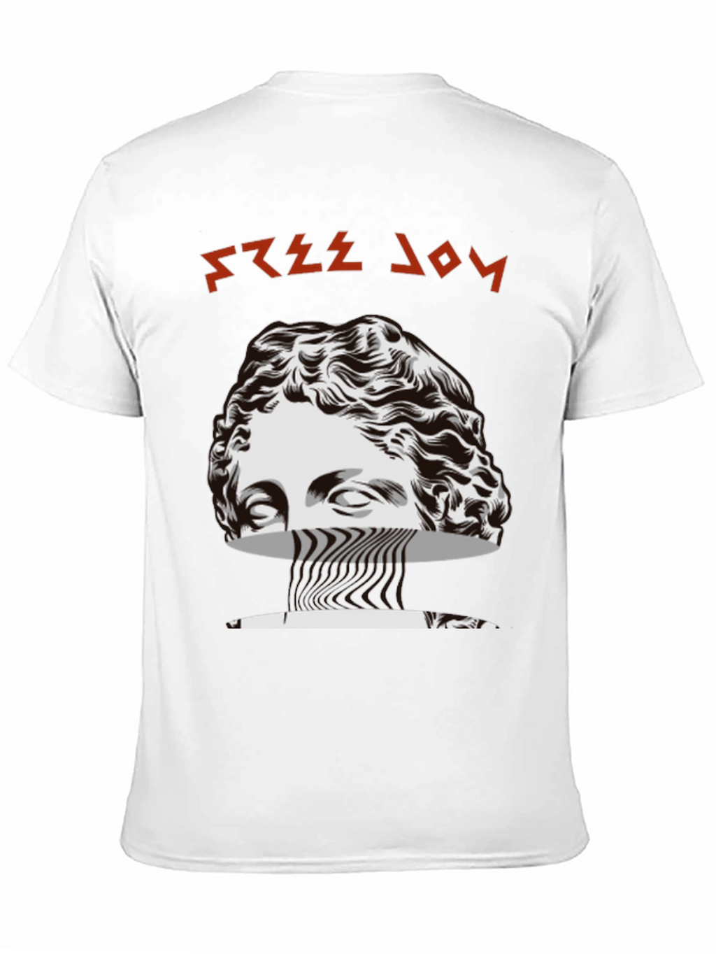 Free Joy Black Graphic Tee with Statue Design