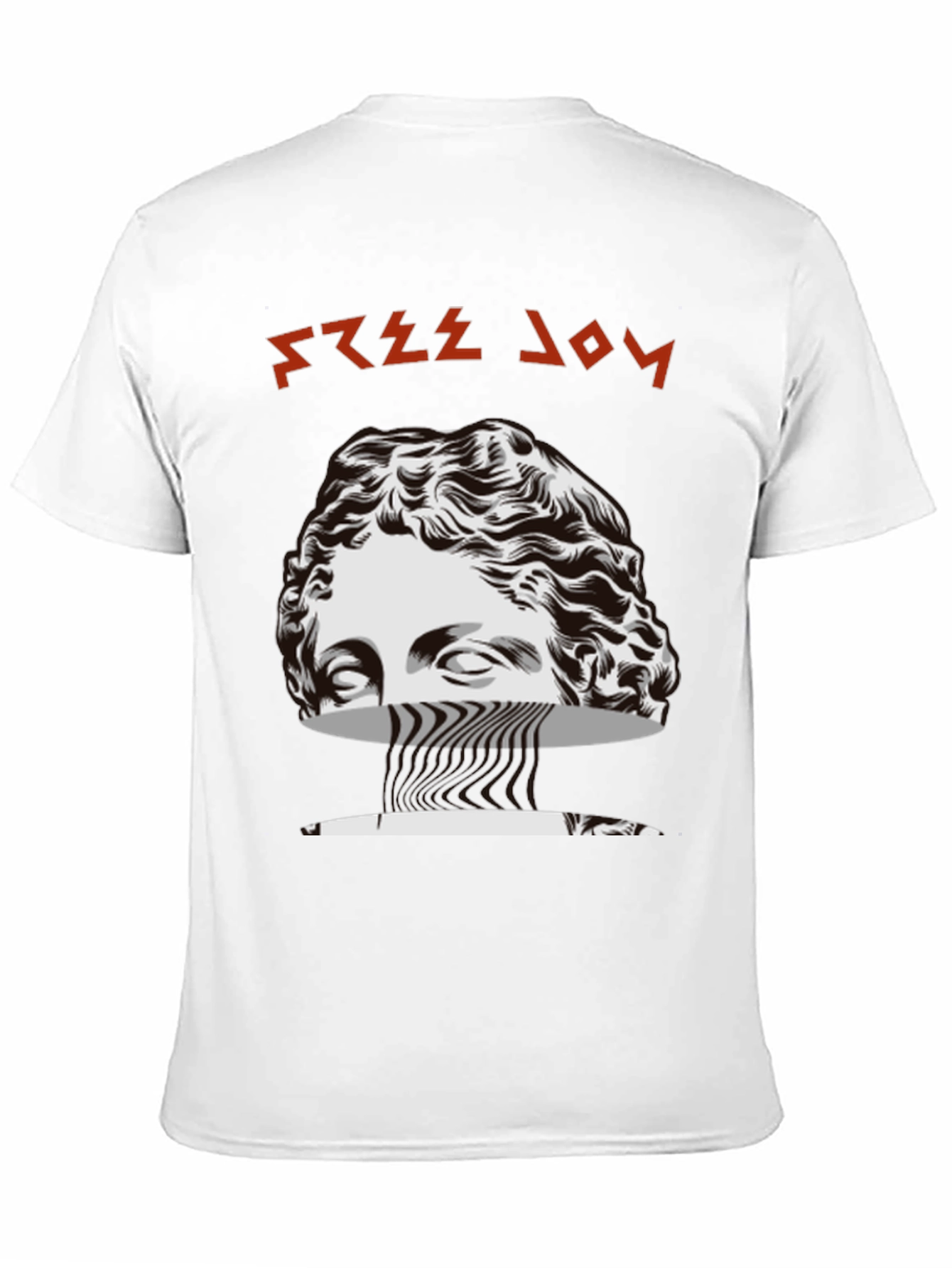 Free Joy Black Graphic Tee with Statue Design