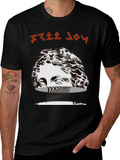 Free Joy Black Graphic Tee with Statue Design