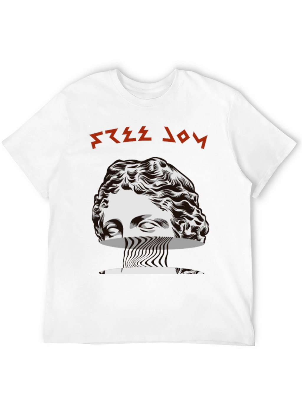 Free Joy Black Graphic Tee with Statue Design